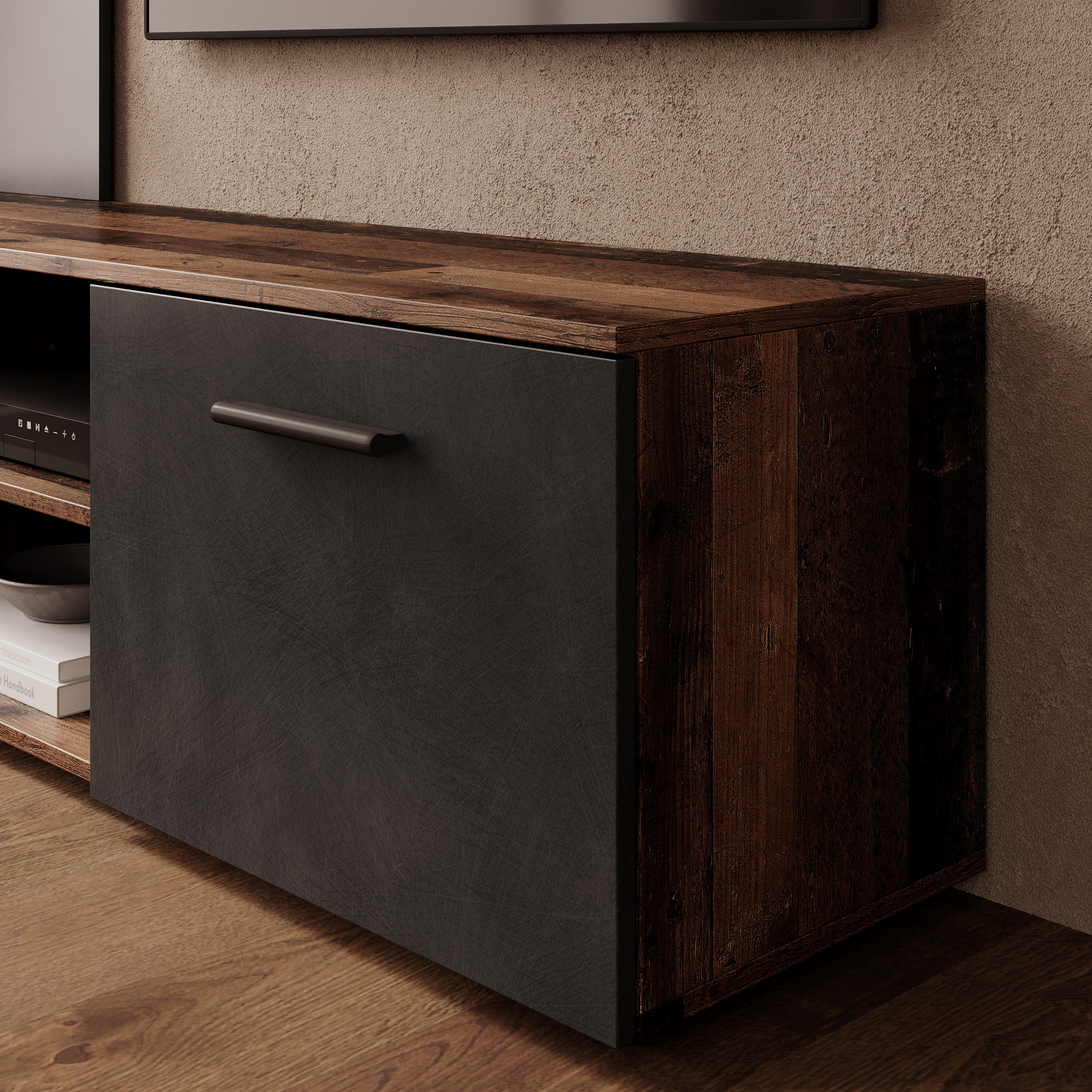 Baxter - Wandmeubel - Donker eikenpatroon/Grijs - 170x38x135