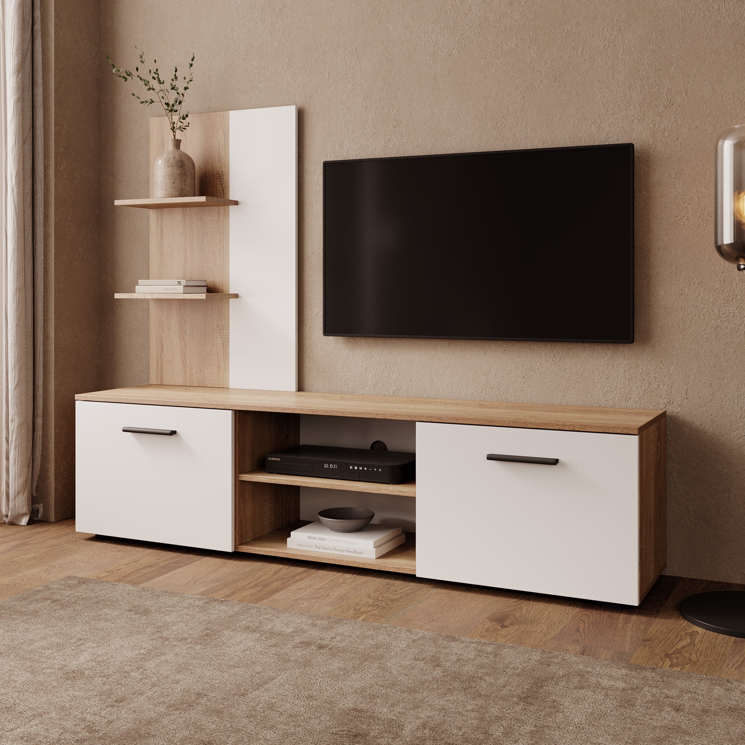 Baxter - Wandmeubel - Eikenpatroon/Wit - 170x38x135 cm