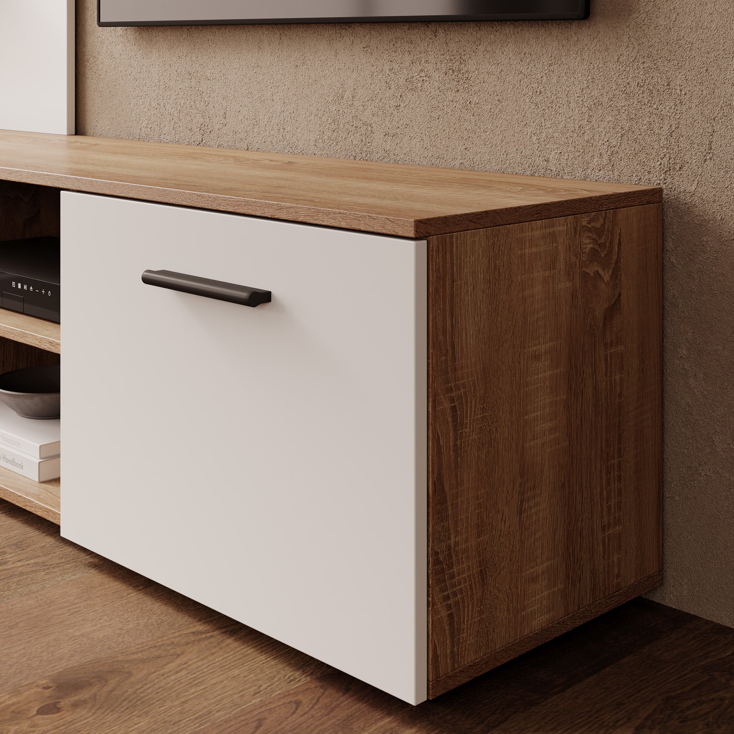 Baxter - Wandmeubel - Eikenpatroon/Wit - 170x38x135 cm