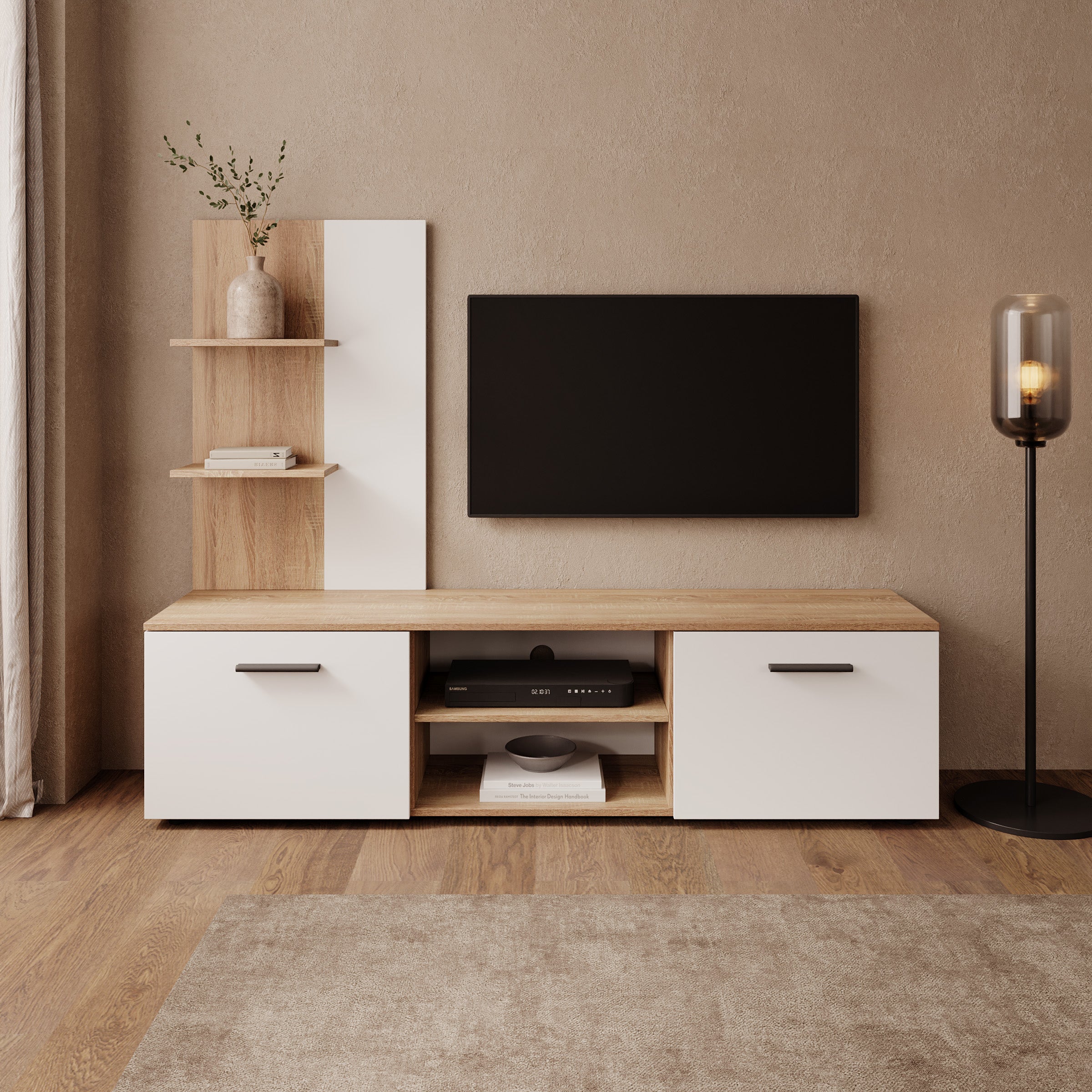 Baxter - Wandmeubel - Eikenpatroon/Wit - 170x38x135 cm