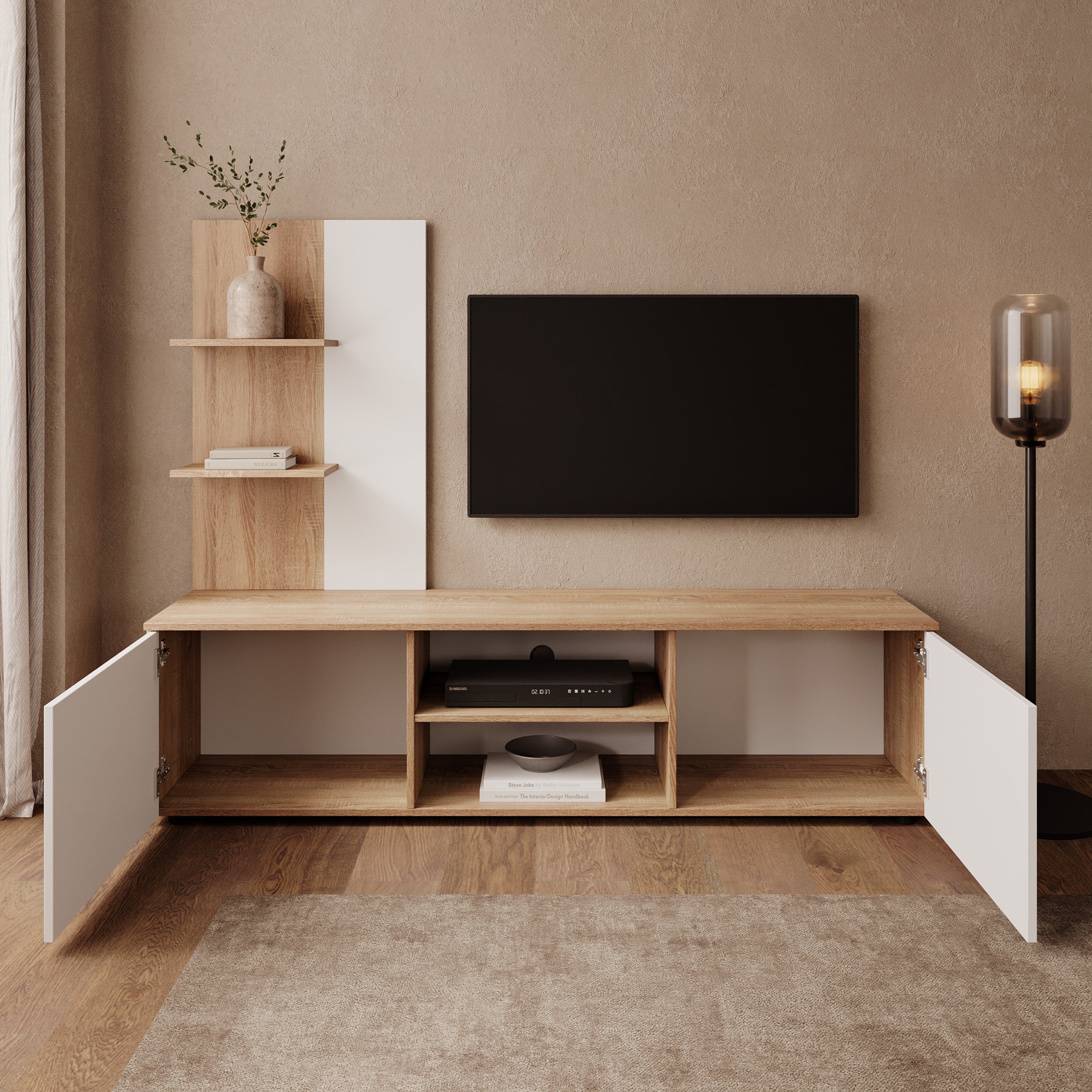Baxter - Wandmeubel - Eikenpatroon/Wit - 170x38x135 cm