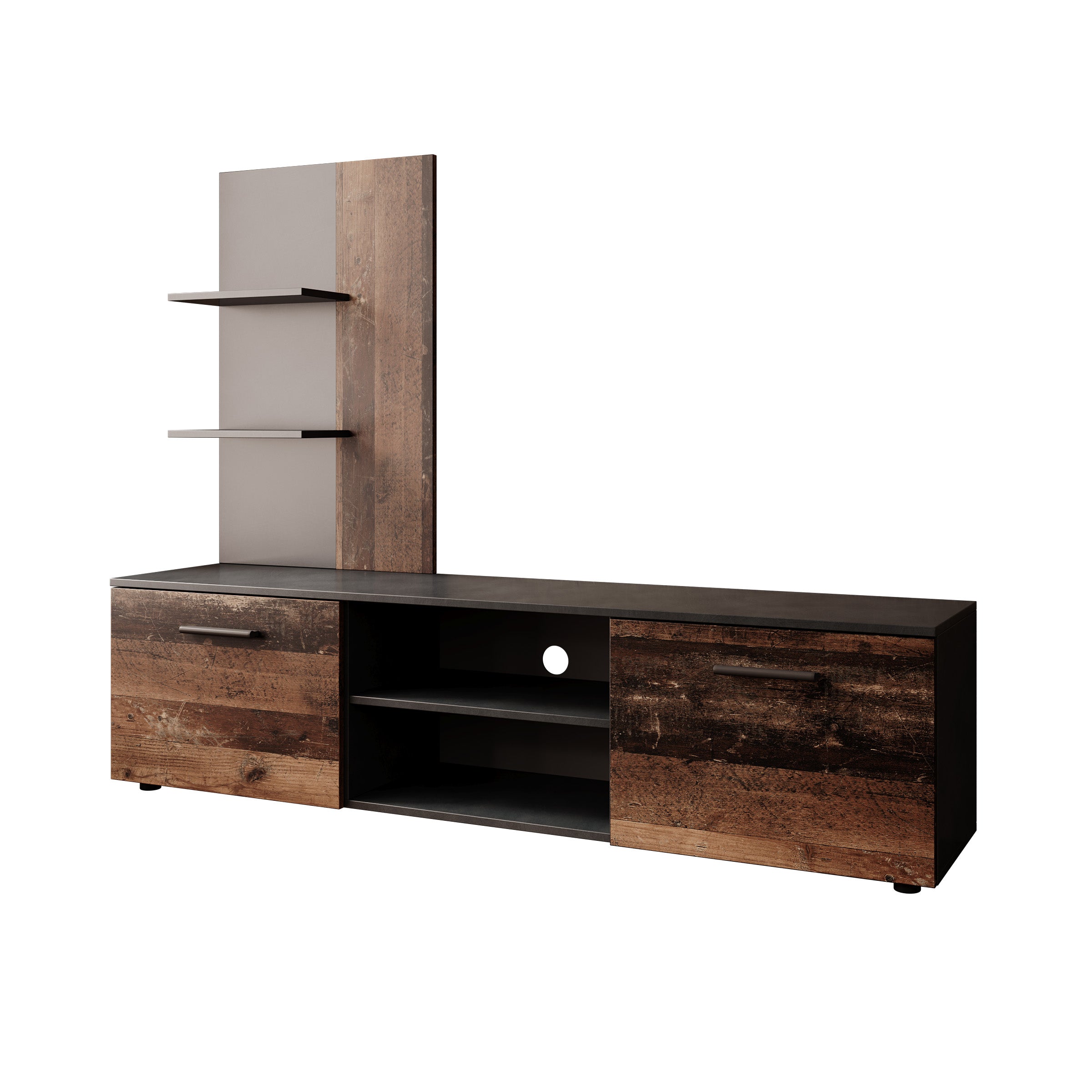 Baxter - Wandmeubel - Grijs/Donker eikenpatroon - 170x38x135