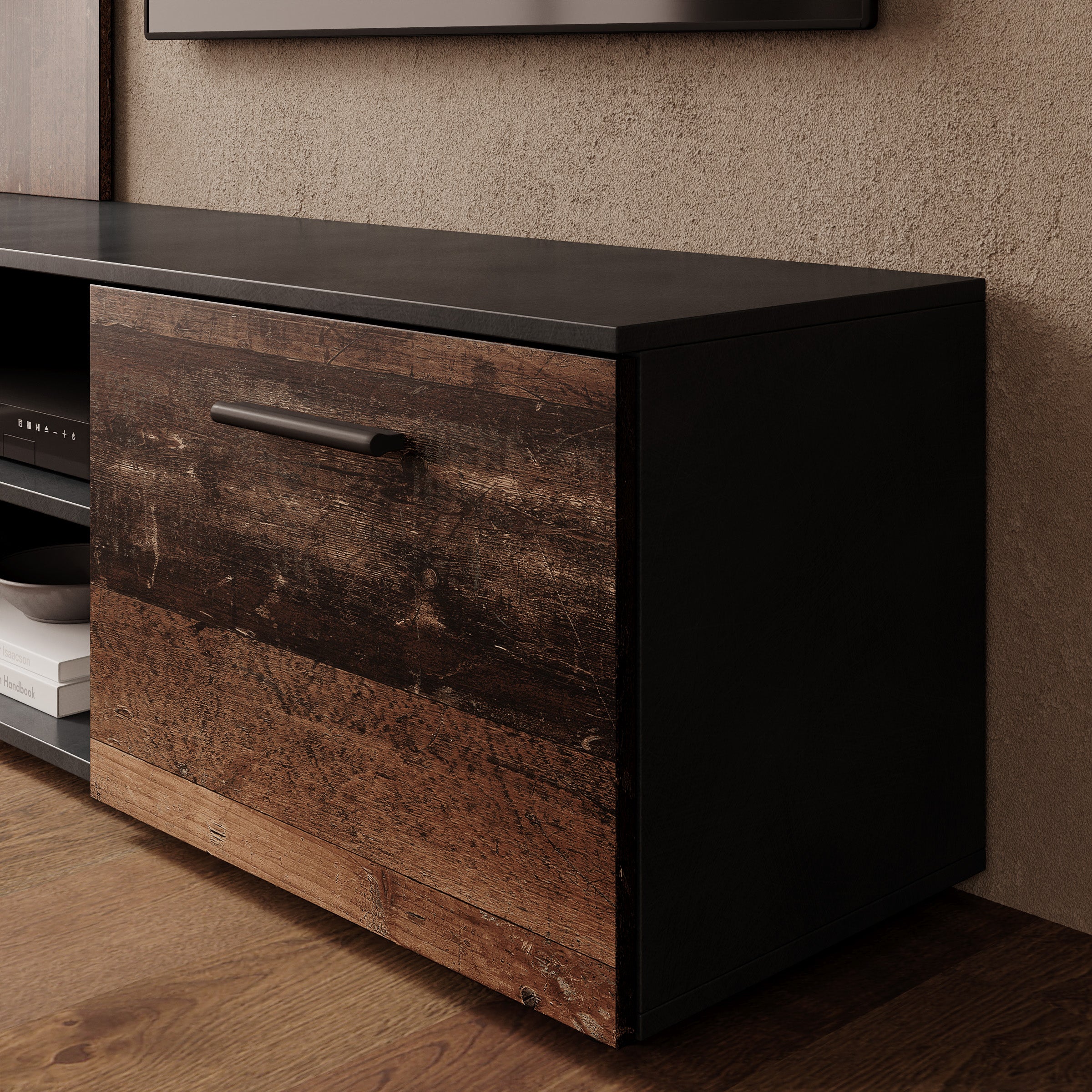Baxter - Wandmeubel - Grijs/Donker eikenpatroon - 170x38x135