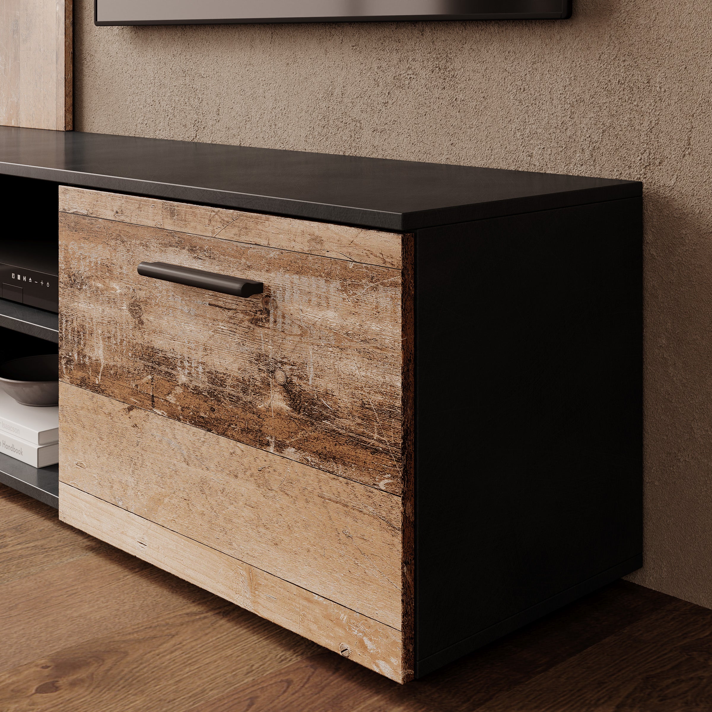 Baxter - Wandmeubel - Grijs/Eikenpatroon - 170x38x135 cm
