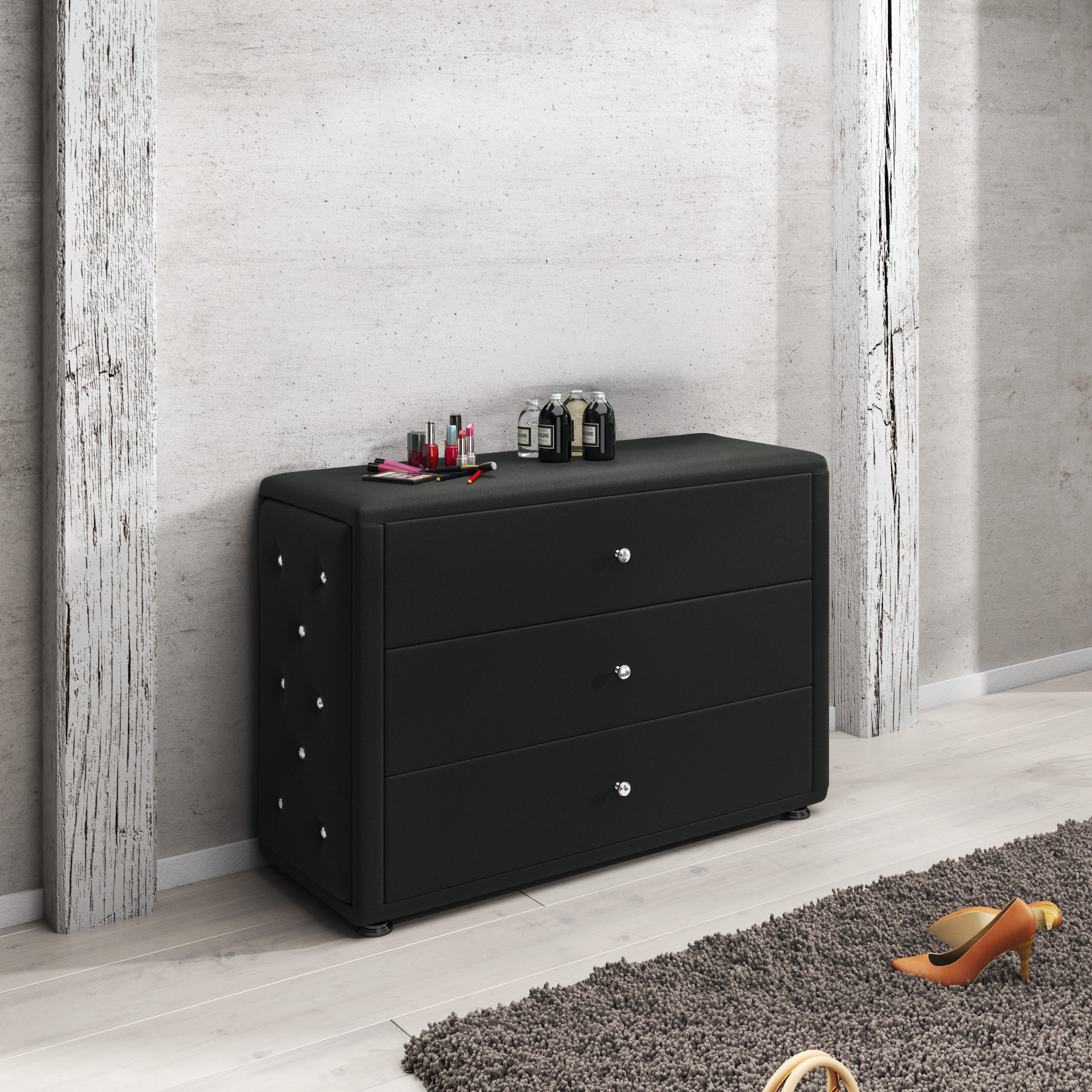 Bedford - Kaptafel - Kunstleer zwart - 100x40x135 cm