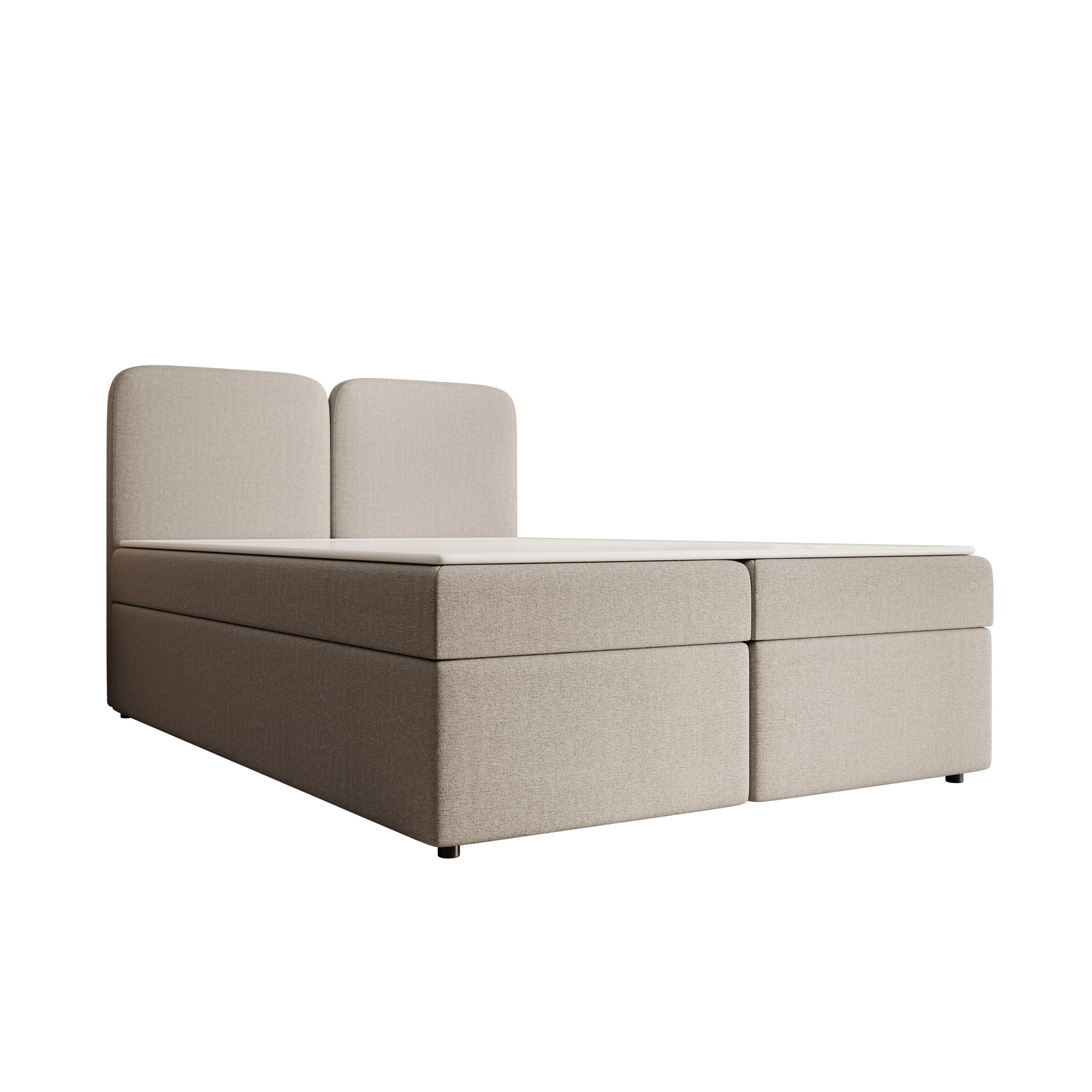 Belgravia - Boxspring met opbergruimte - Stof beige - 140x200 cm