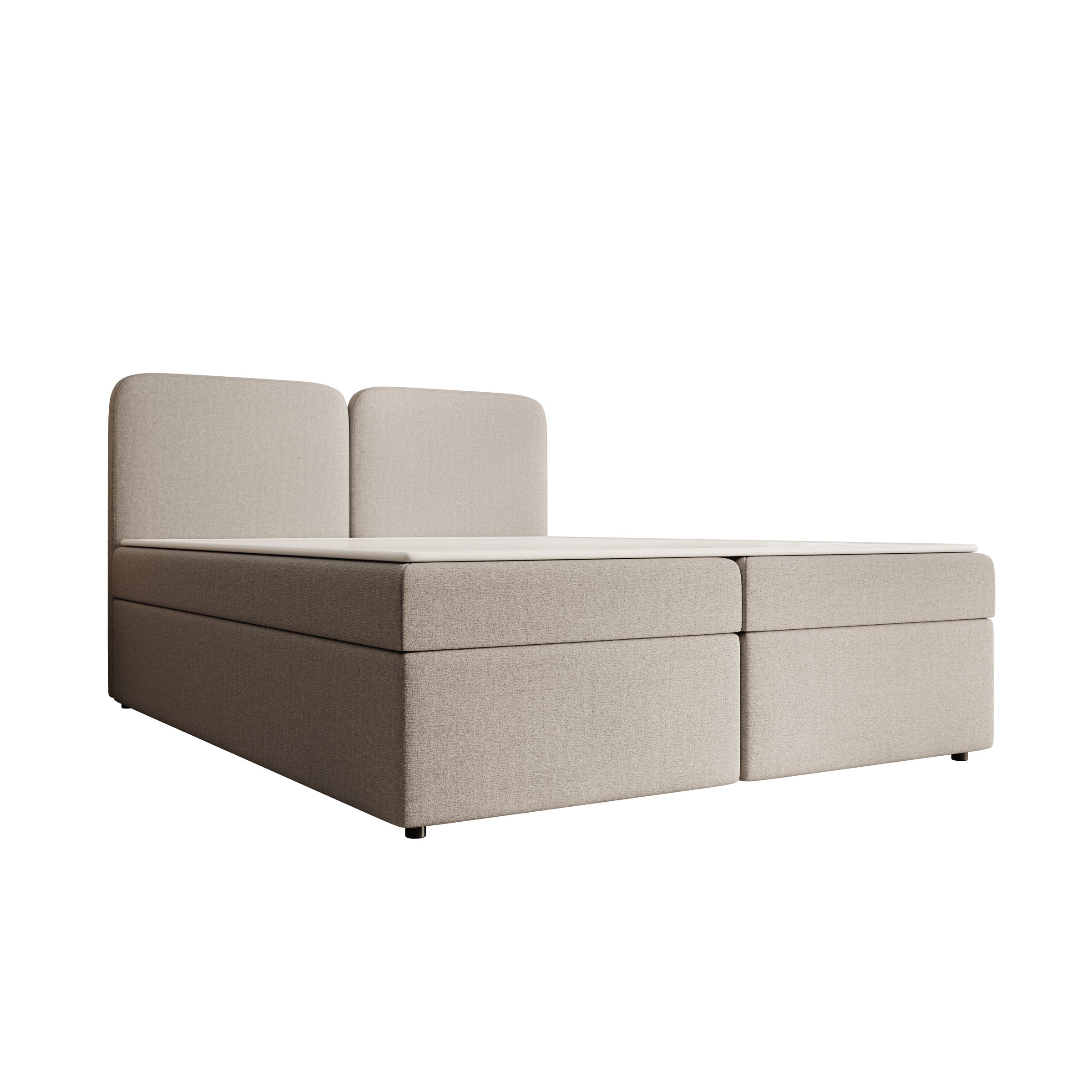 Belgravia - Boxspring met opbergruimte - Stof beige - 160x200 cm