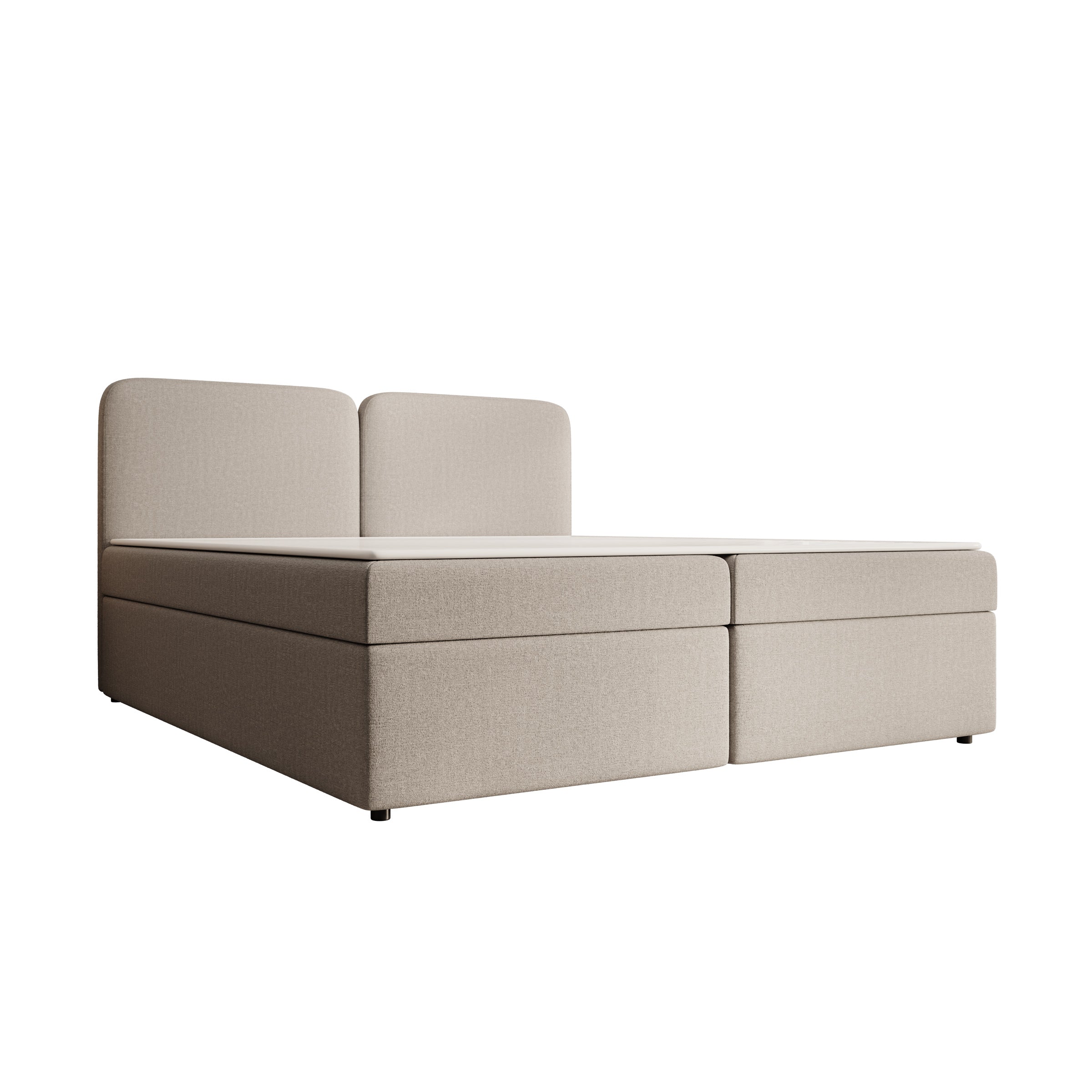 Belgravia - Boxspring met opbergruimte - Stof beige - 180x200 cm