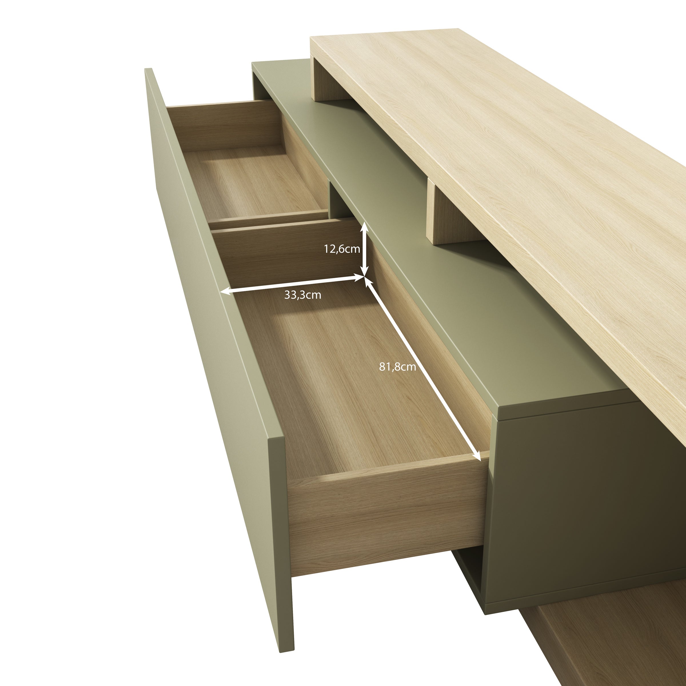 Bello - TV-Meubel - Groen/Eikenpatroon - 219x45x52 cm
