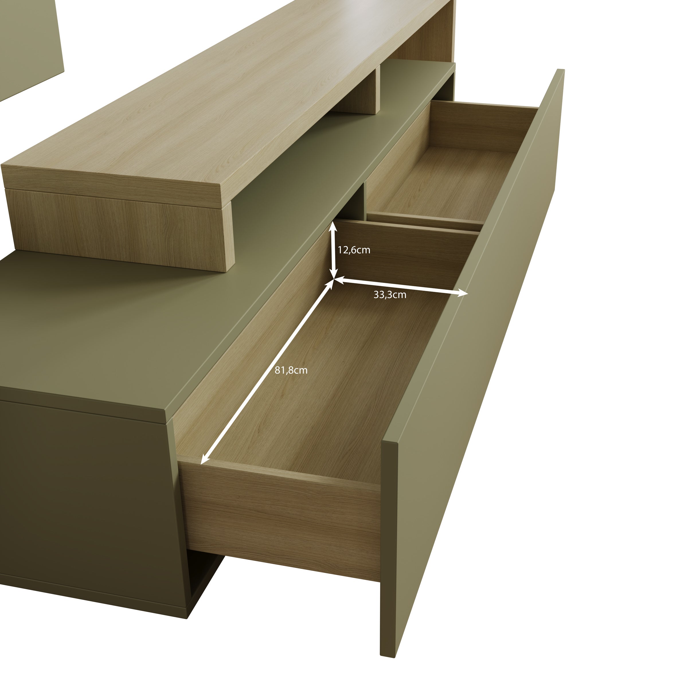 Bello - Wandmeubel - Groen/Eikenpatroon - 219x45x52 cm
