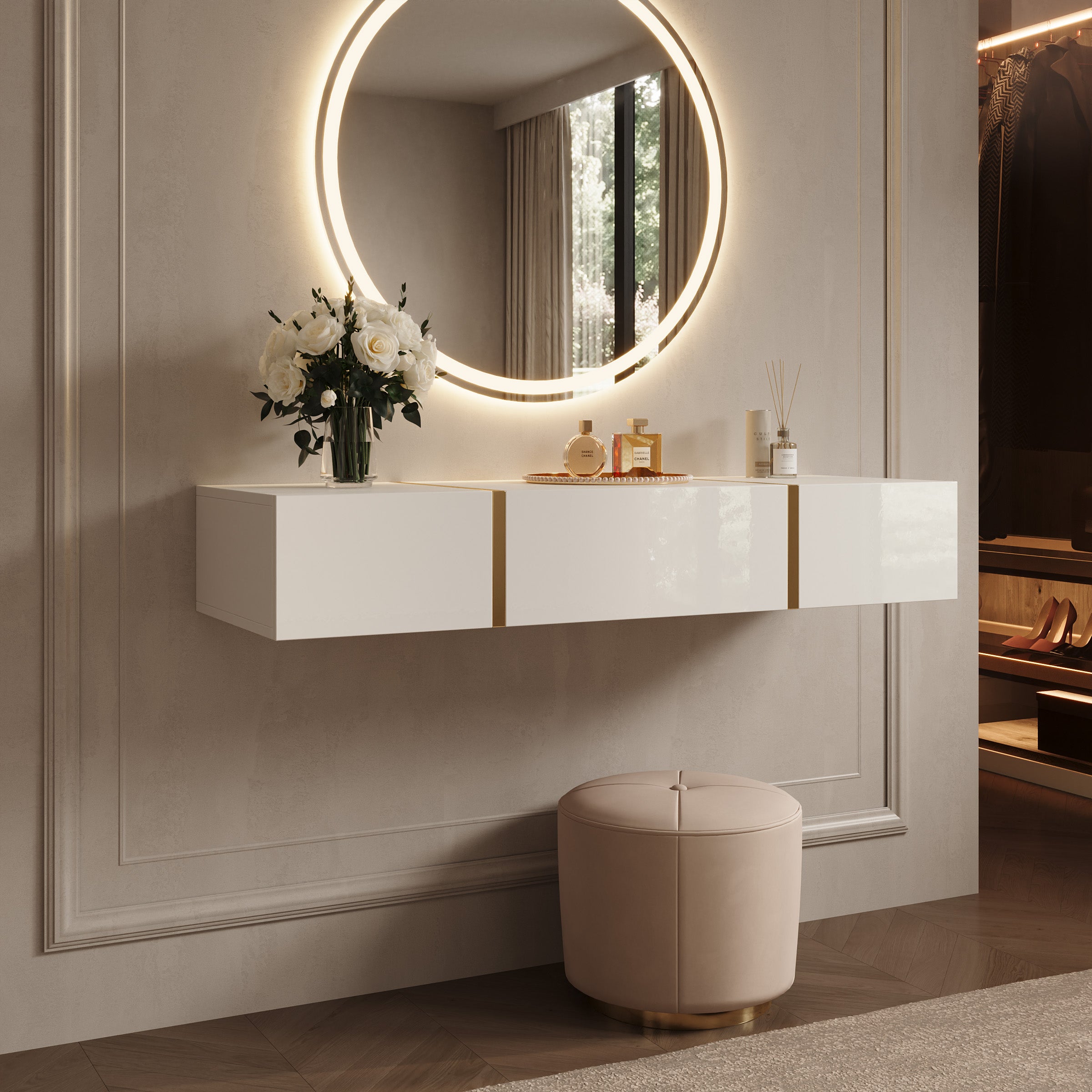 Belnem - Kaptafel - Wit hoogglans - 120x41x20 cm