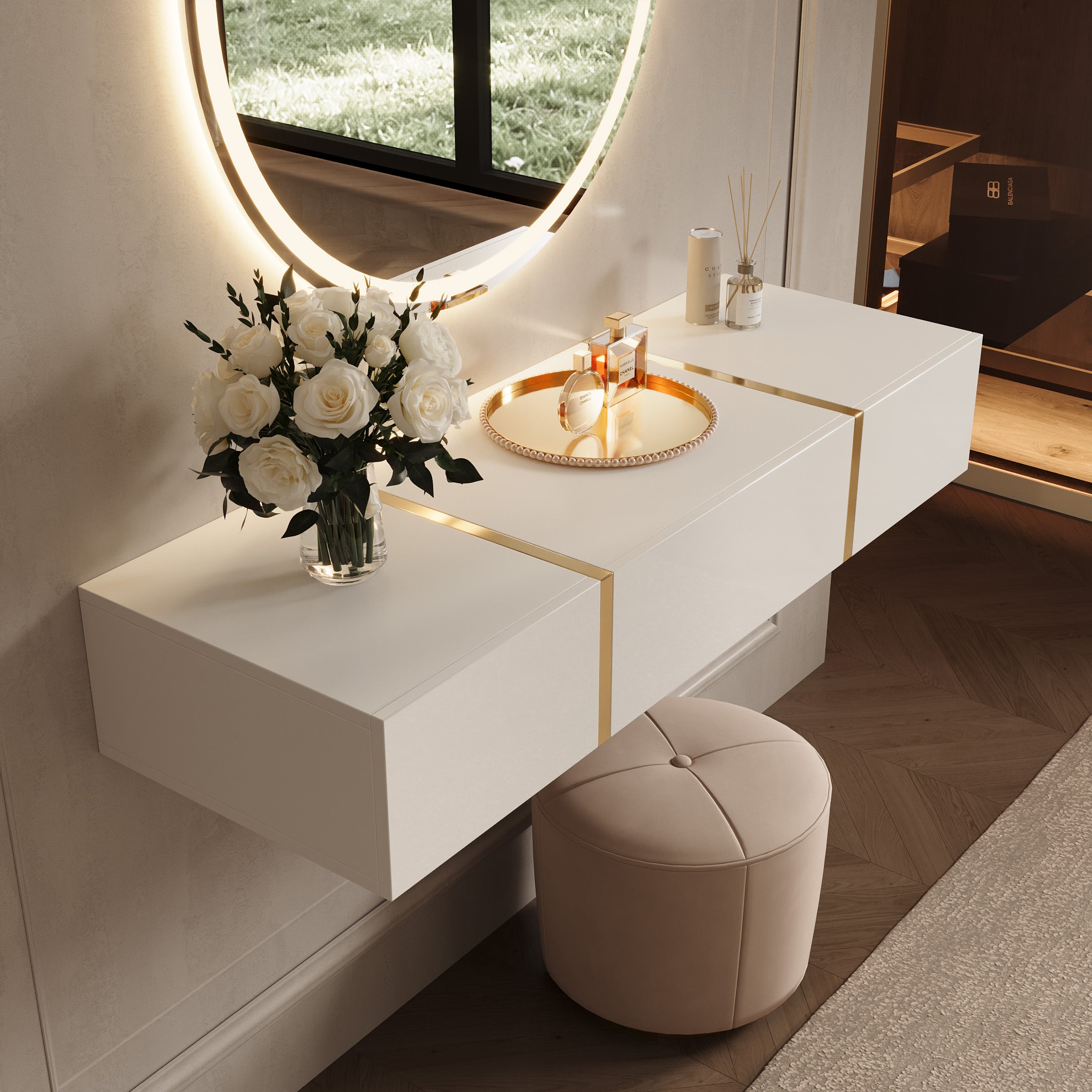 Belnem - Kaptafel - Wit hoogglans - 120x41x20 cm