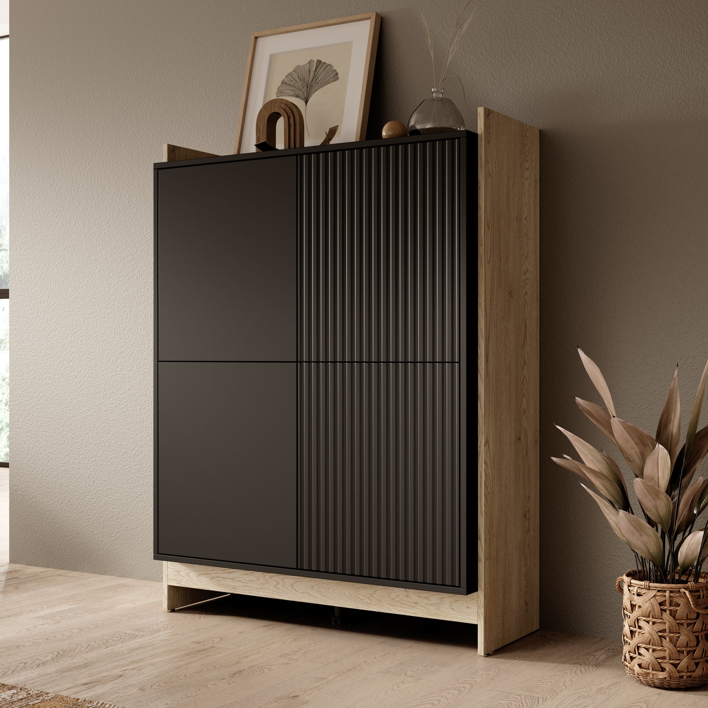 Benz - Dressoir - Zwart - 100x38x130 cm