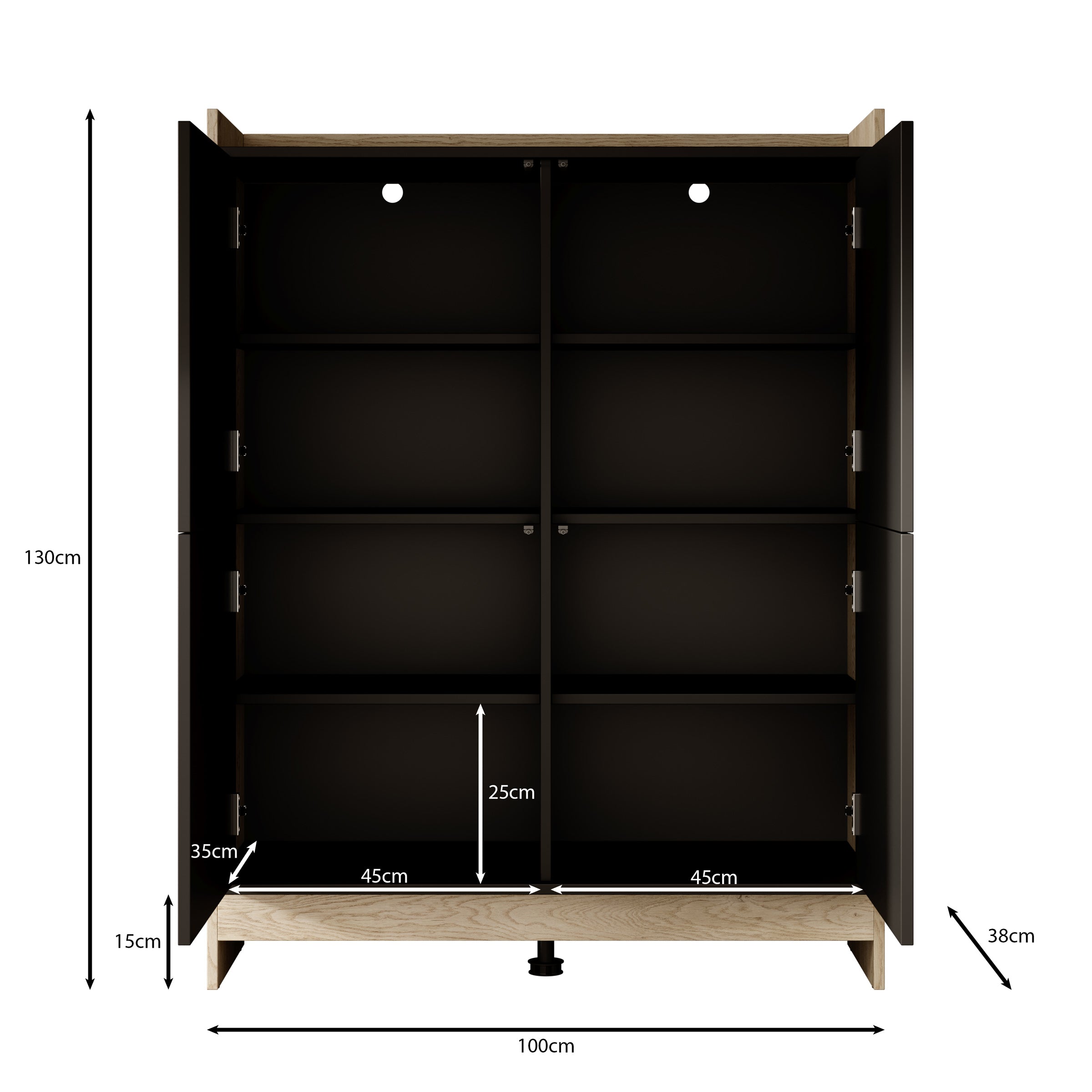 Benz - Dressoir - Zwart - 100x38x130 cm