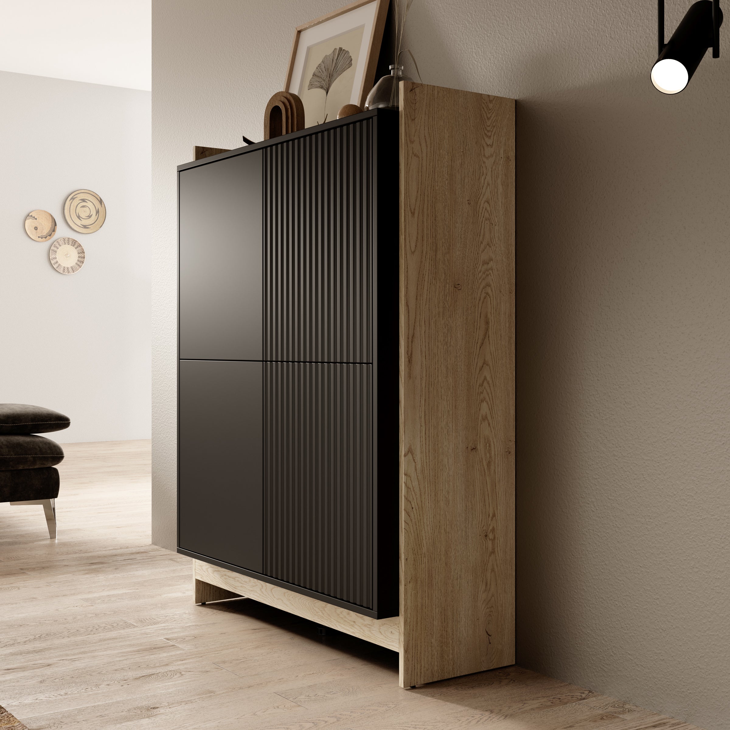 Benz - Dressoir - Zwart - 100x38x130 cm