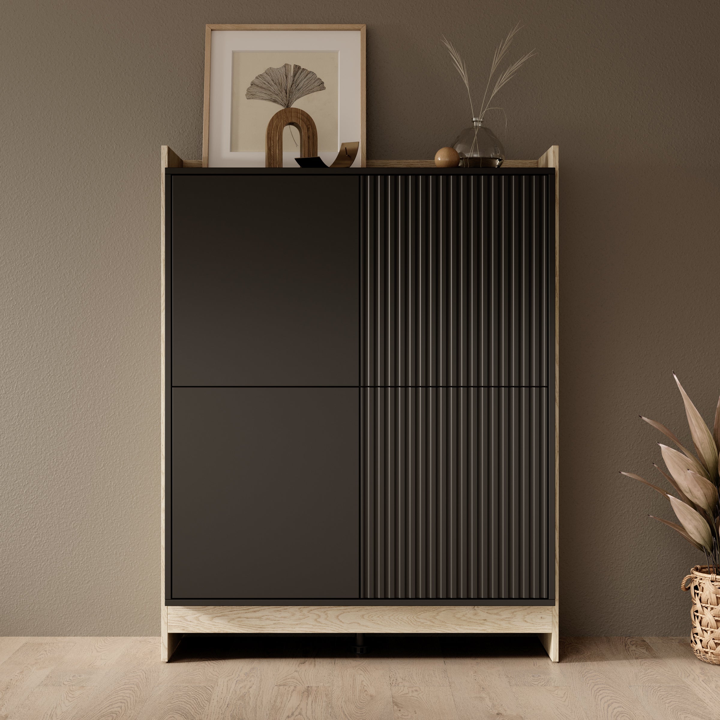 Benz - Dressoir - Zwart - 100x38x130 cm
