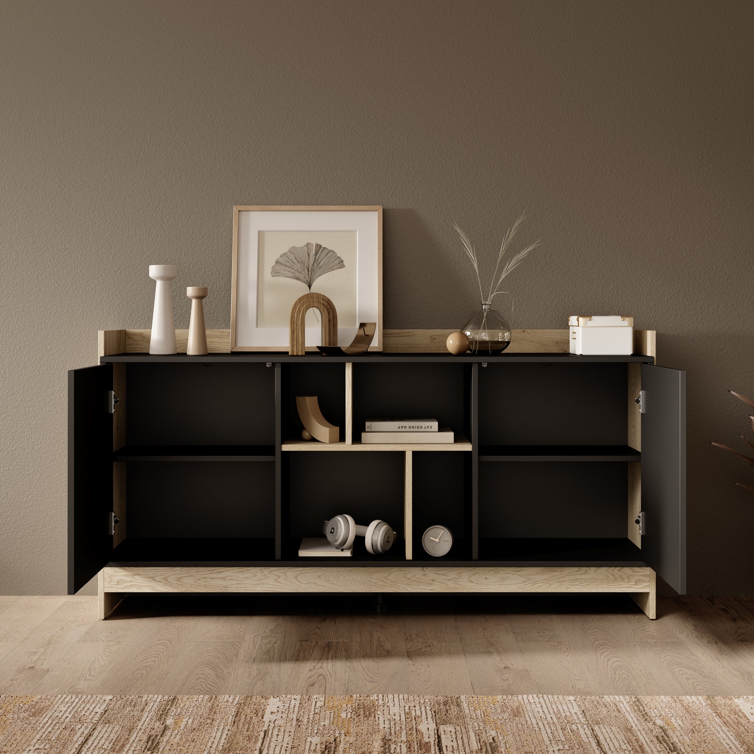 Benz - Dressoir - Zwart - 150x38x78 cm