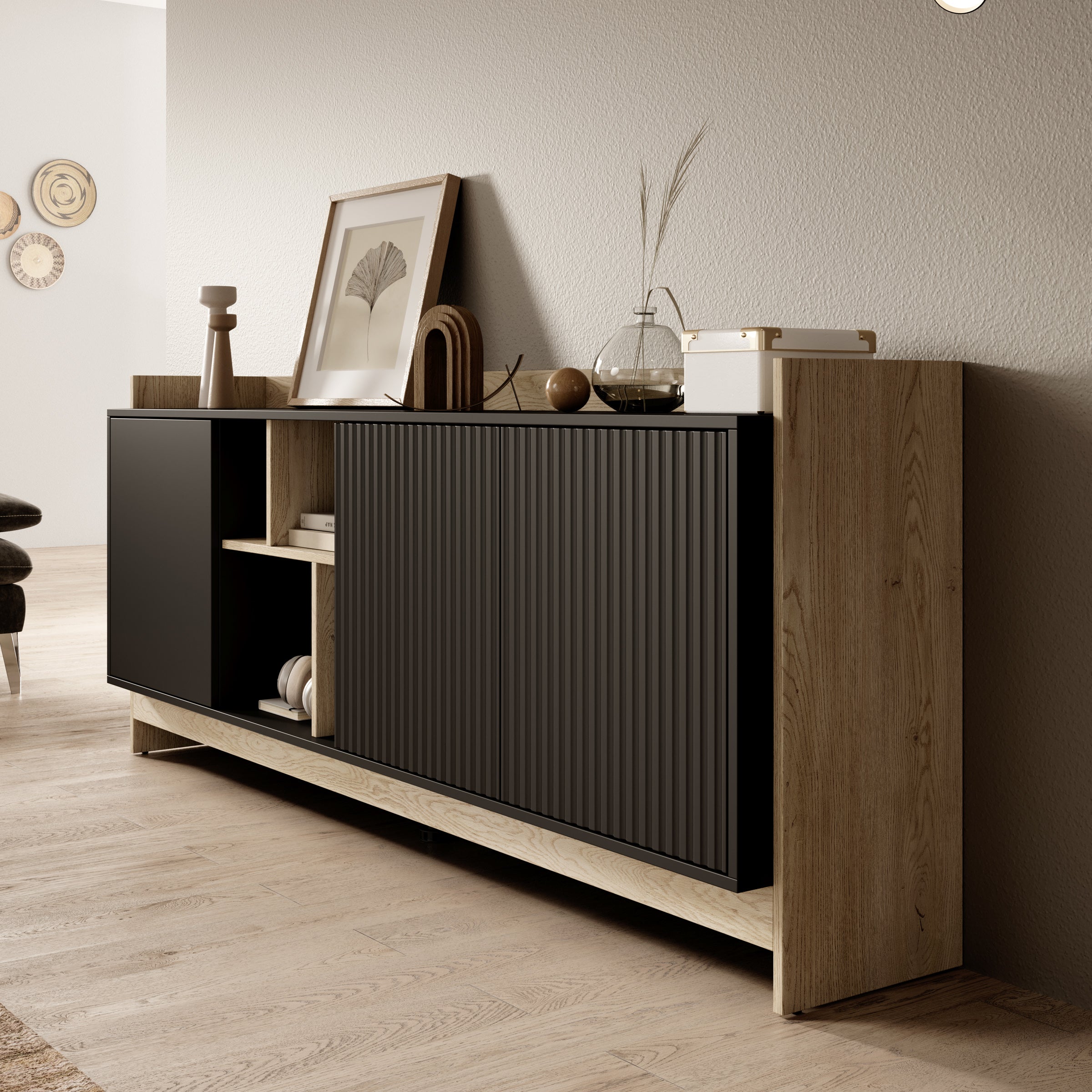 Benz - Dressoir - Zwart - 190x38x78 cm