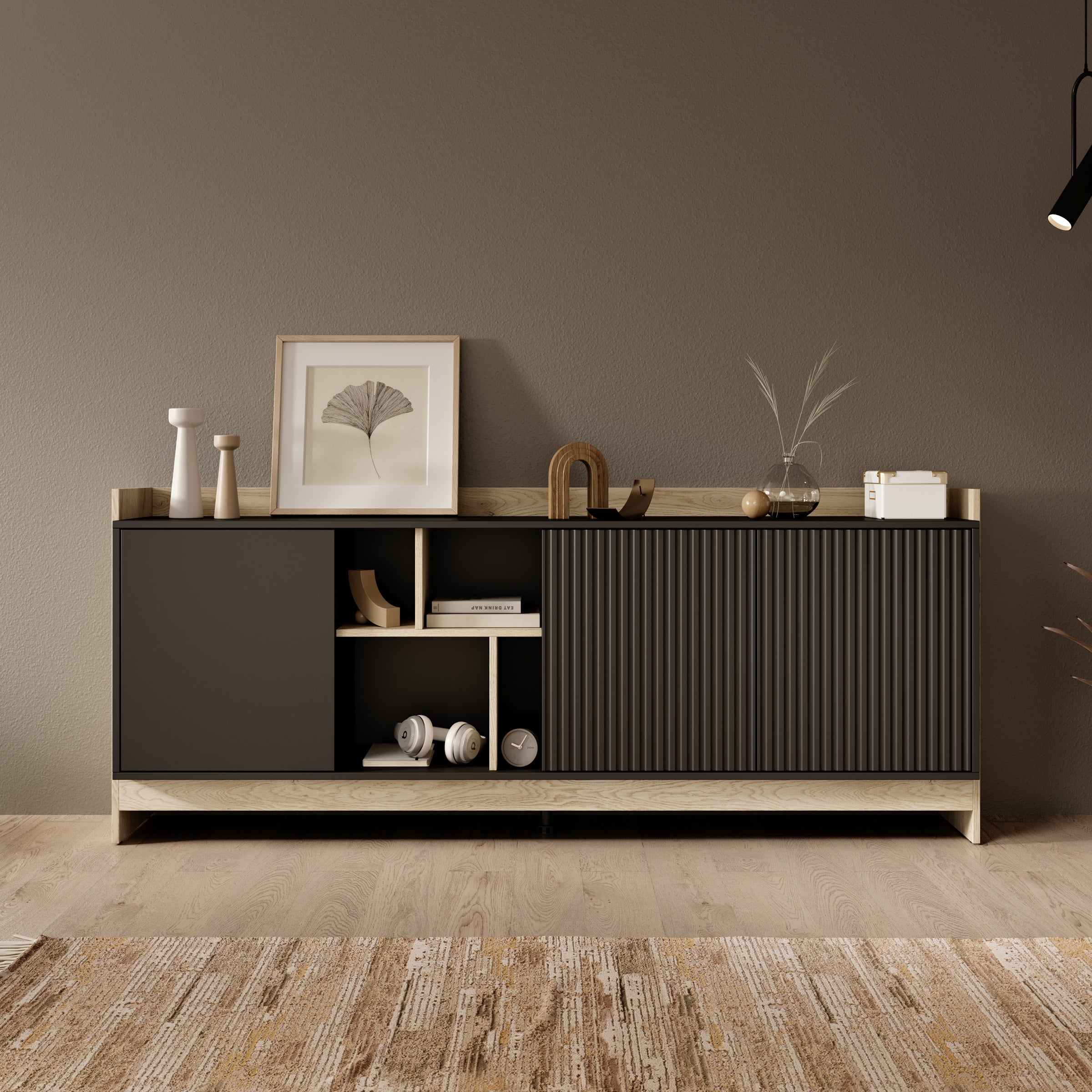 Benz - Dressoir - Zwart - 190x38x78 cm
