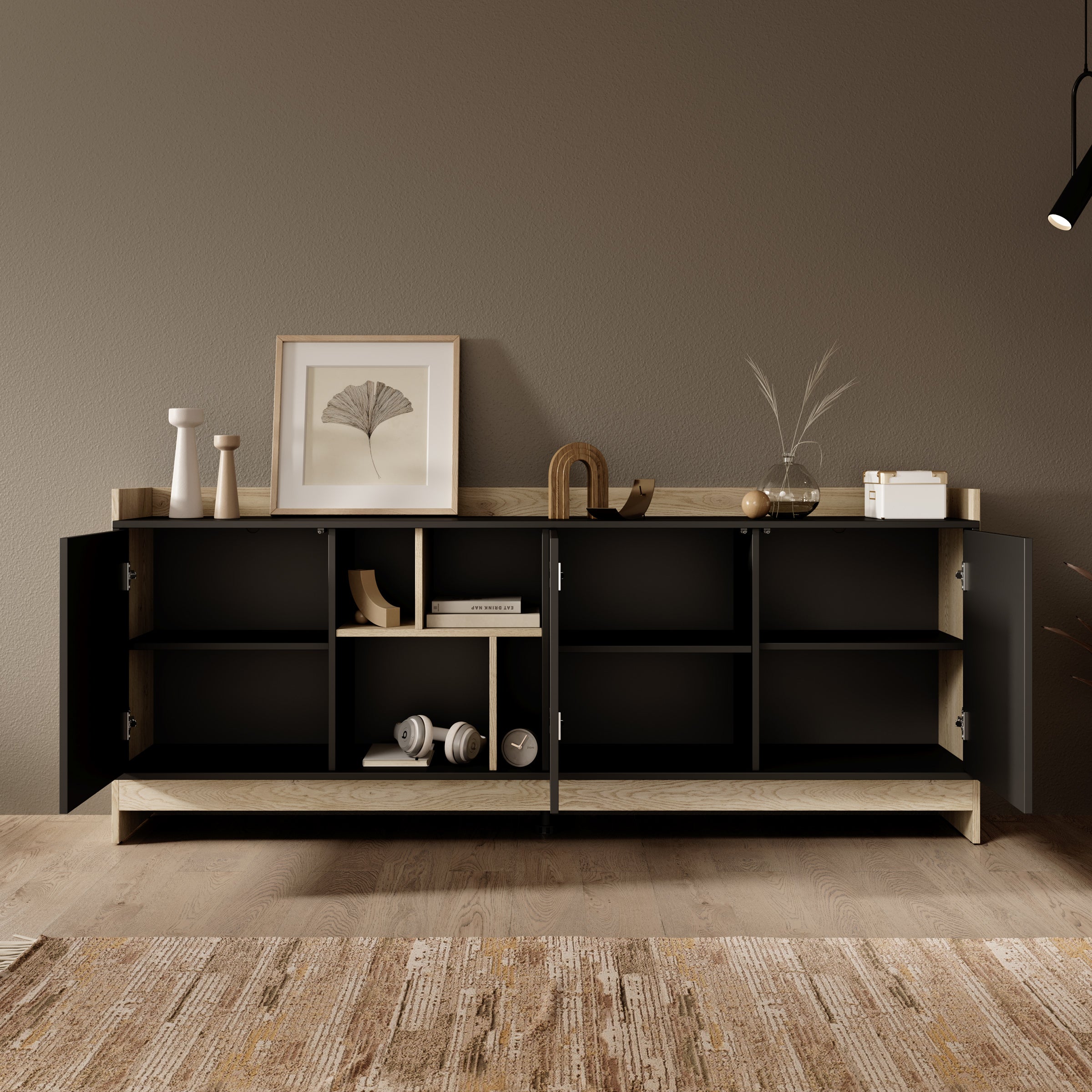 Benz - Dressoir - Zwart - 190x38x78 cm