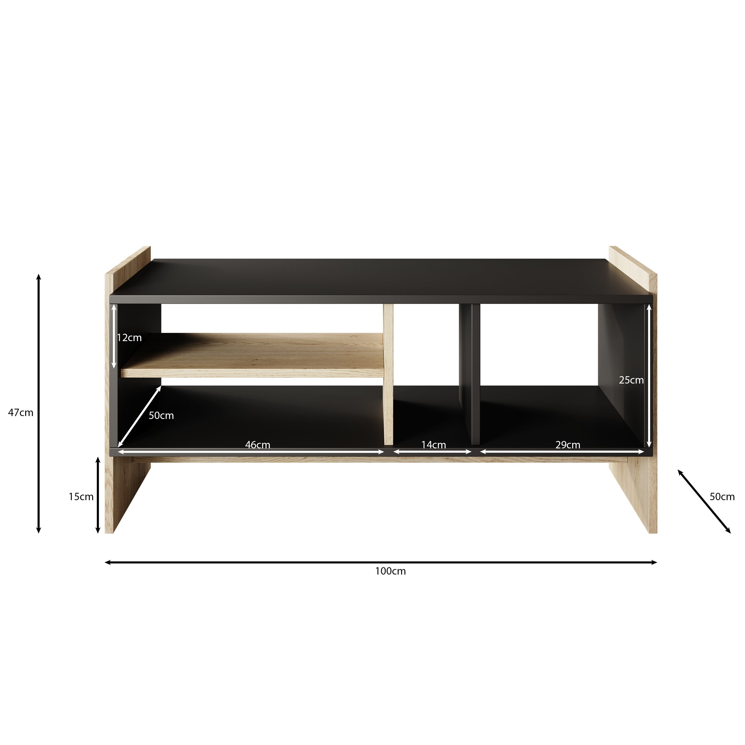 Benz - Salontafel - Zwart - 100x50x47 cm