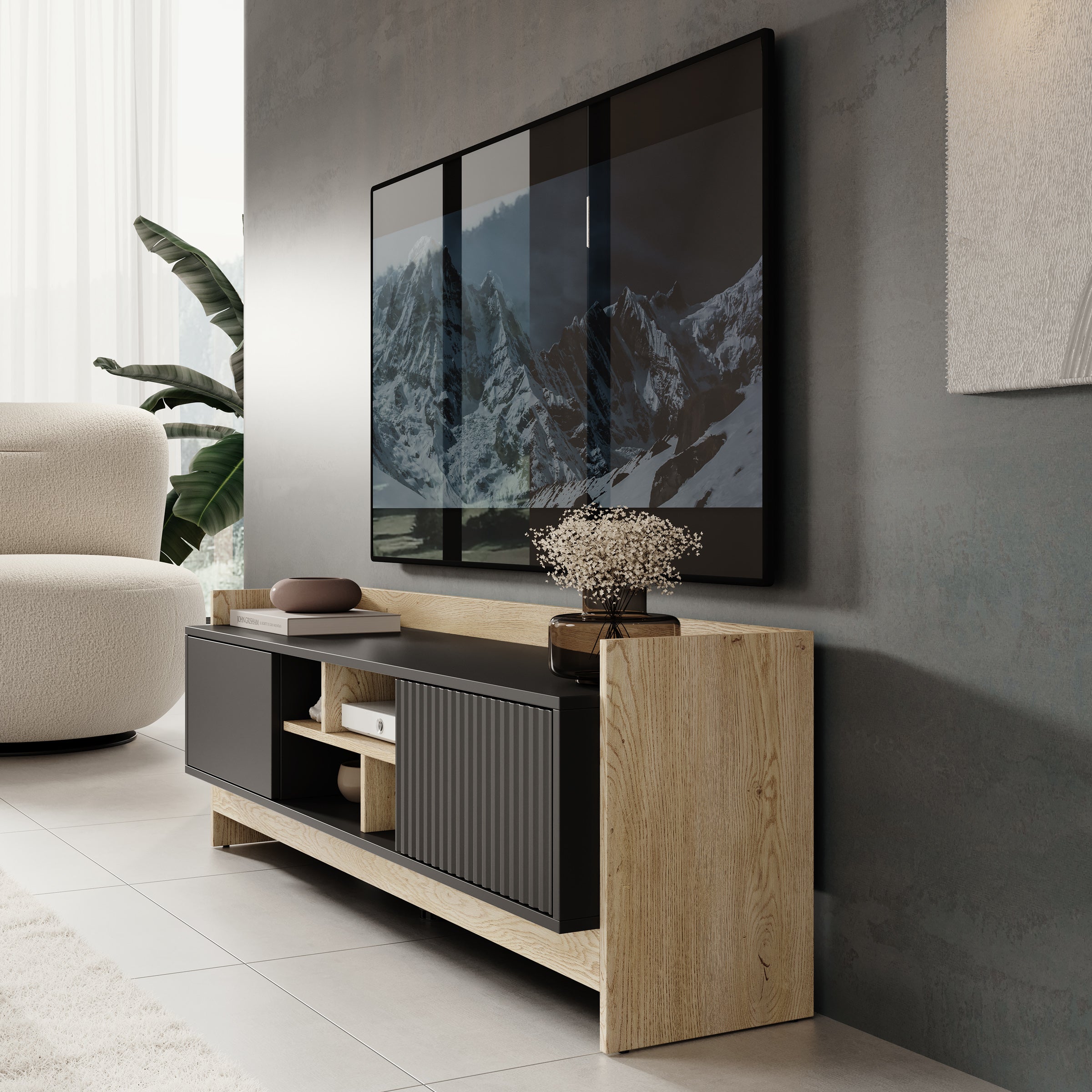 Benz - TV-Meubel - Zwart - 150x38x51 cm