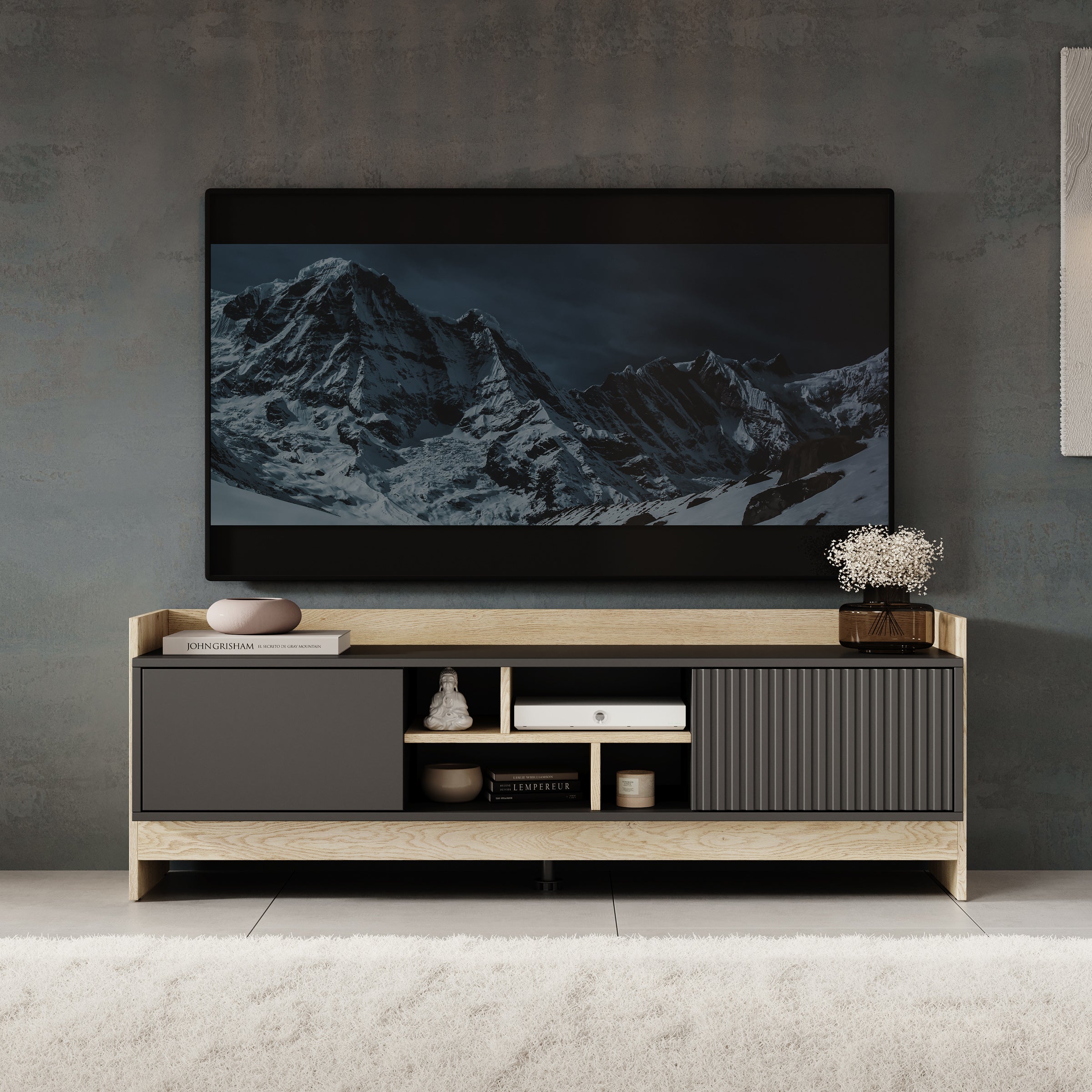 Benz - TV-Meubel - Zwart - 150x38x51 cm