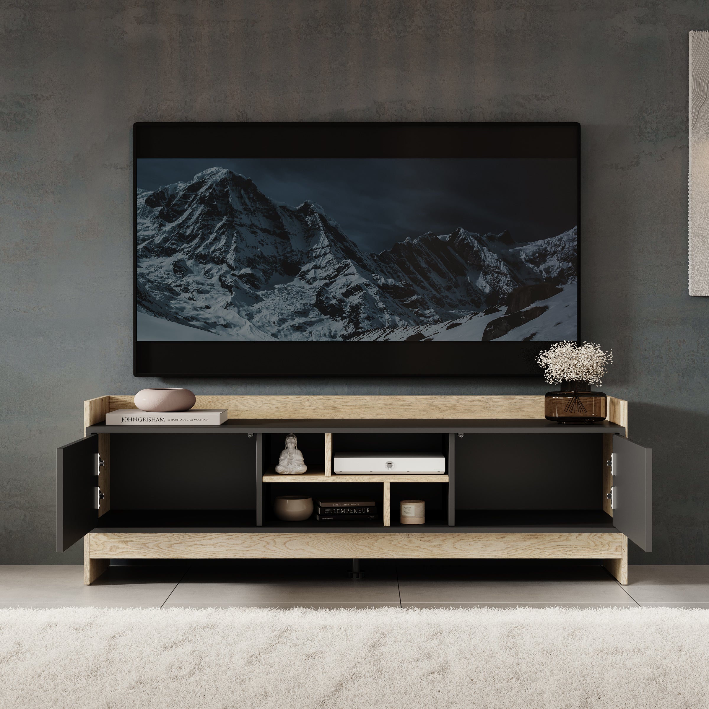 Benz - TV-Meubel - Zwart - 150x38x51 cm
