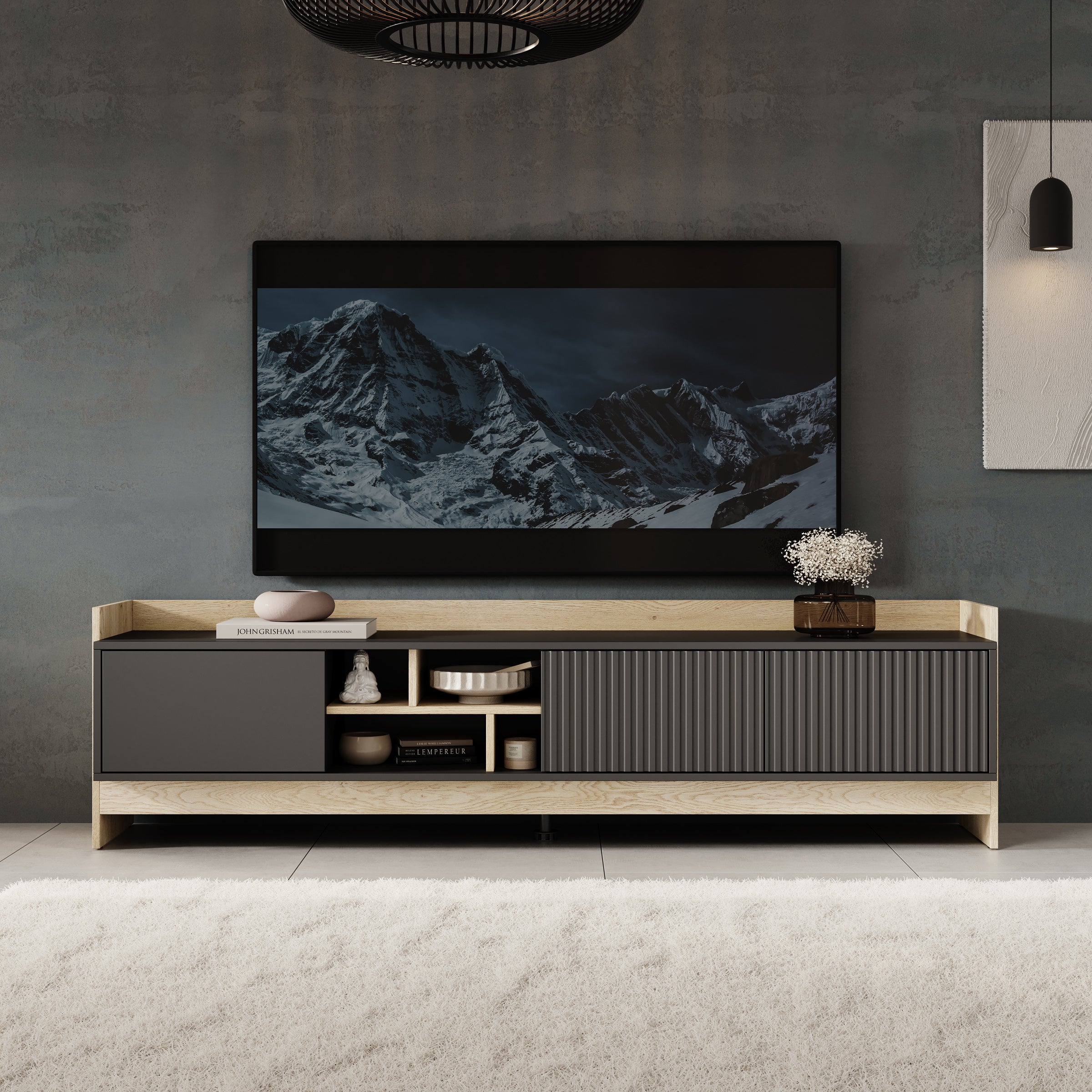 Benz - TV-Meubel - Zwart - 190x38x51 cm