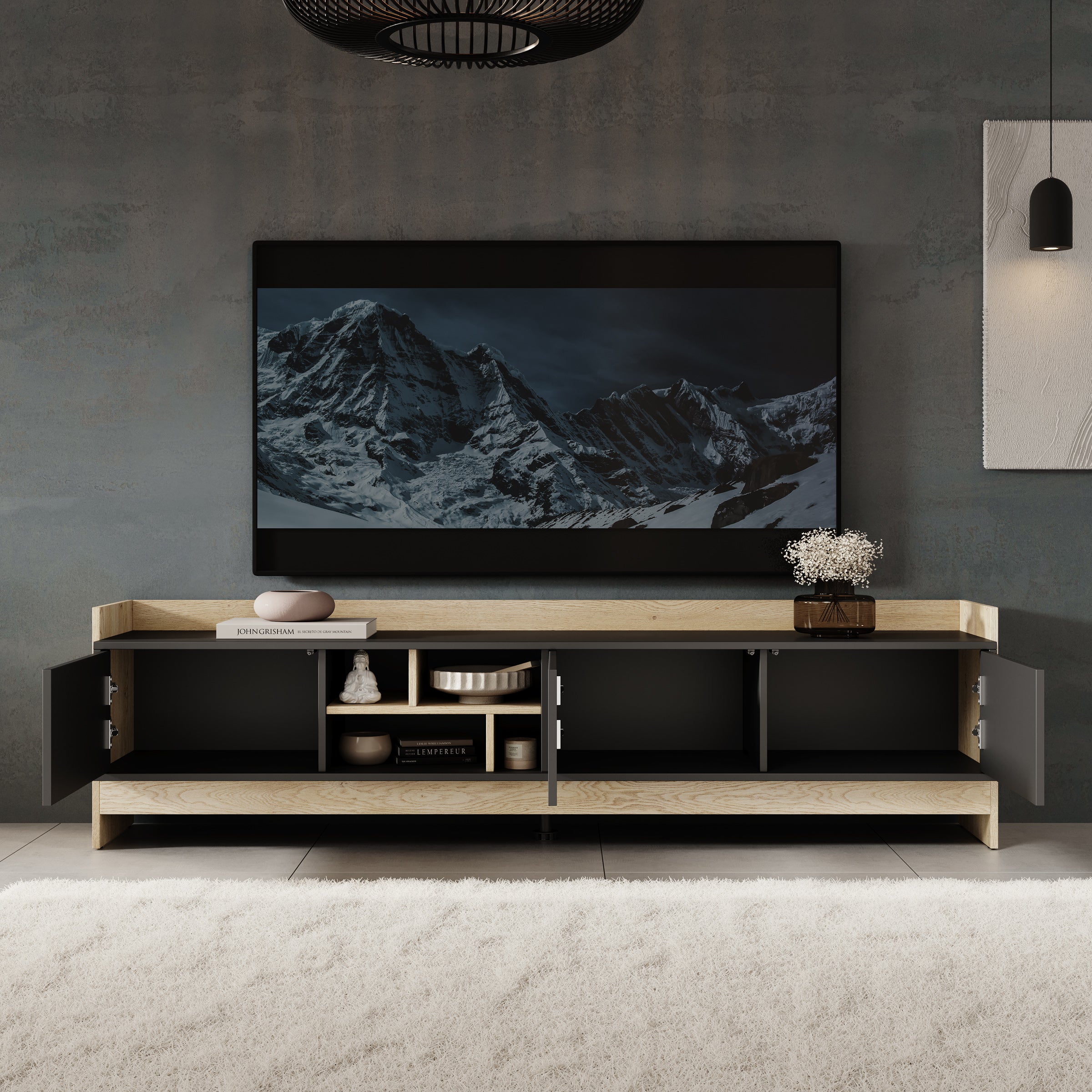 Benz - TV-Meubel - Zwart - 190x38x51 cm