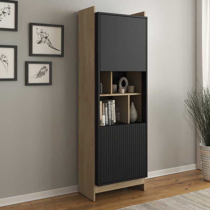 Benz - Vitrinekast - Zwart - 59x38x181 cm