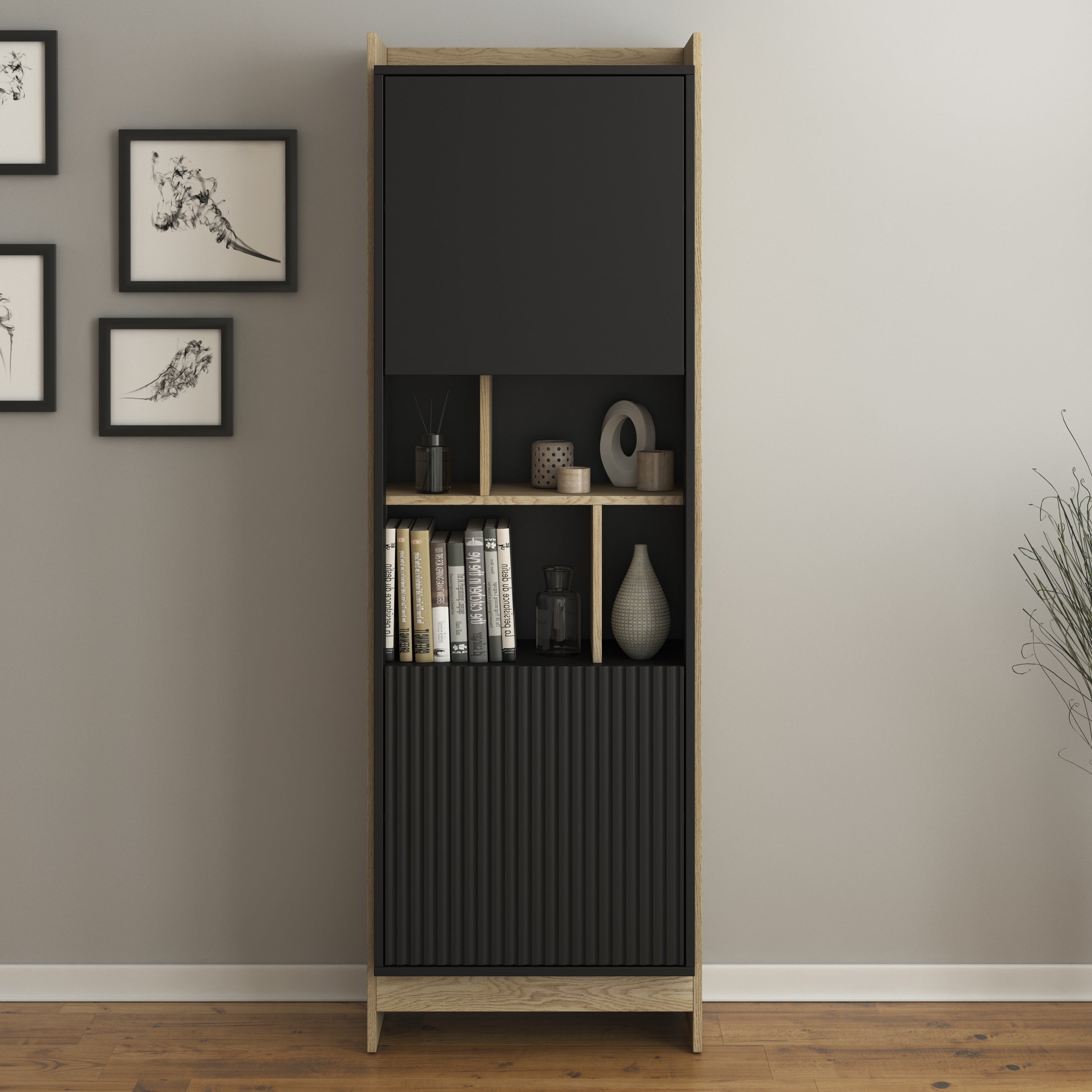 Benz - Vitrinekast - Zwart - 59x38x181 cm
