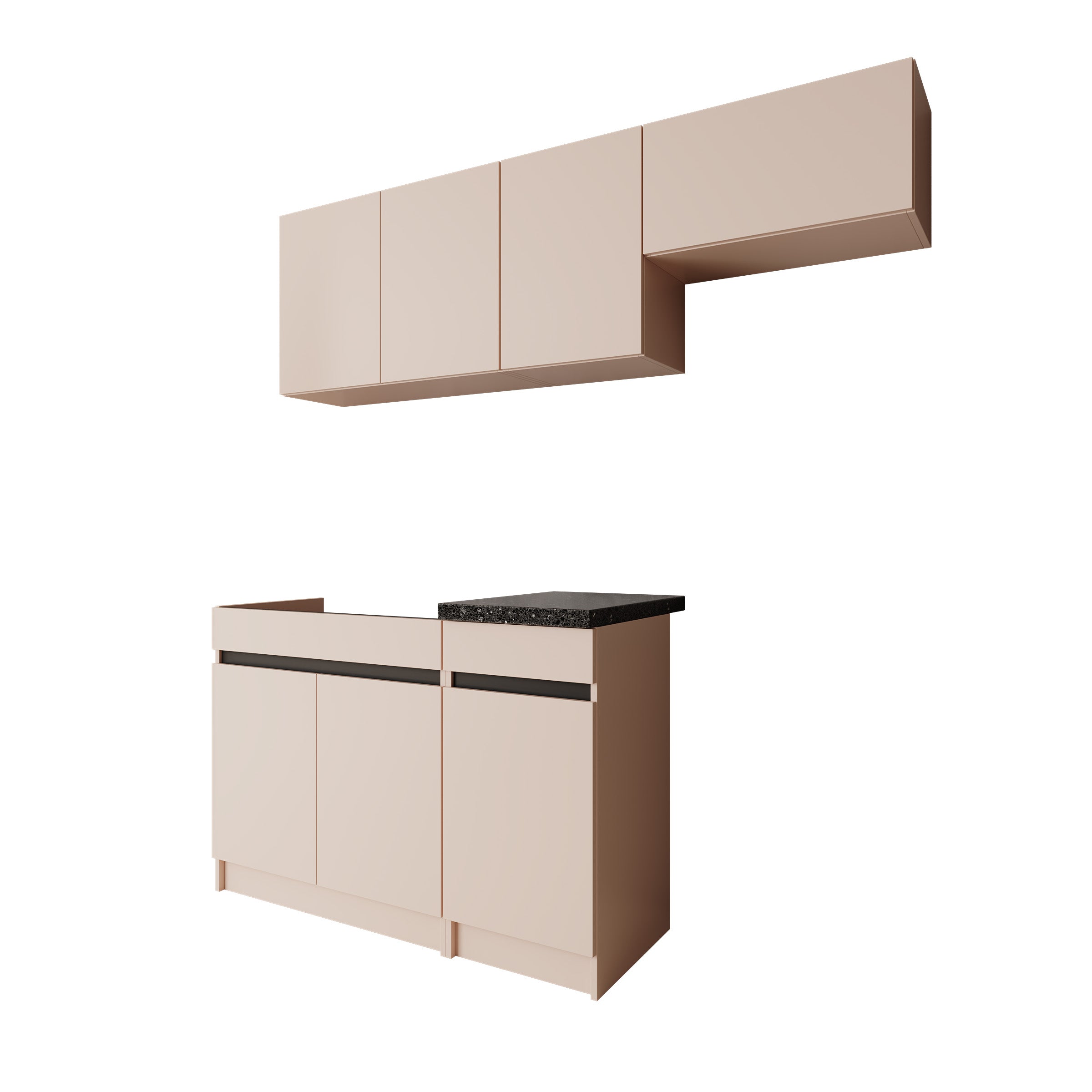 Beran - Keuken - Beige/Zwart - 180x60x85 cm