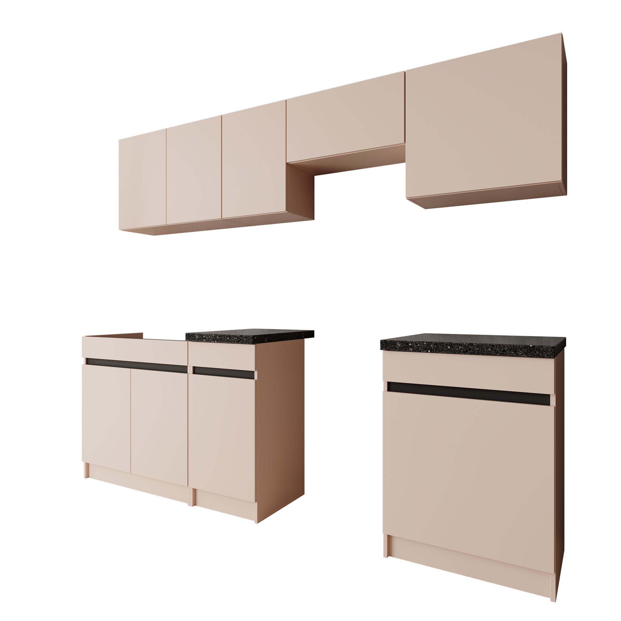 Beran - Keuken - Beige/Zwart - 240x60x85 cm