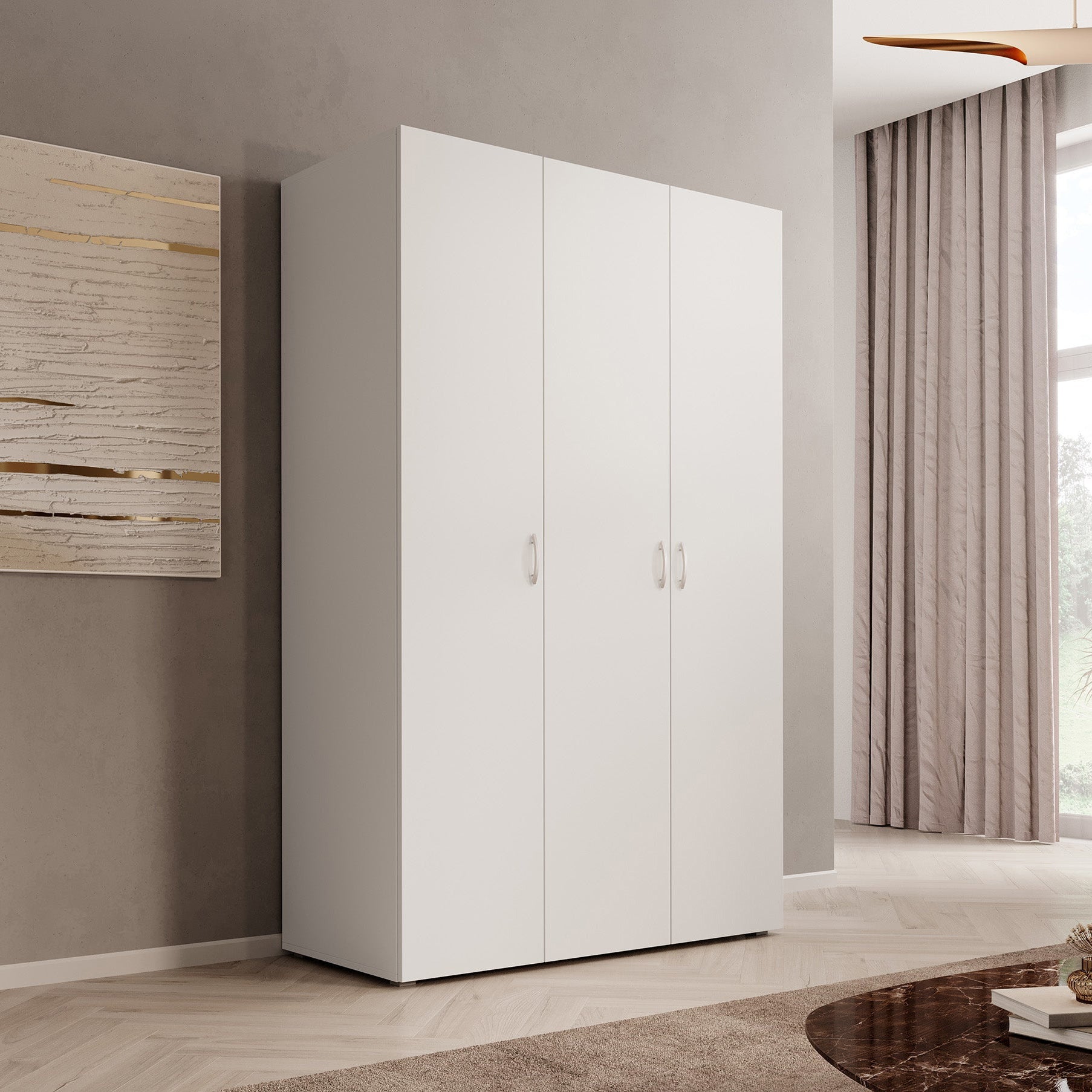 Bernd - Kledingkast 3-deurs - Wit - 111x52x179 cm