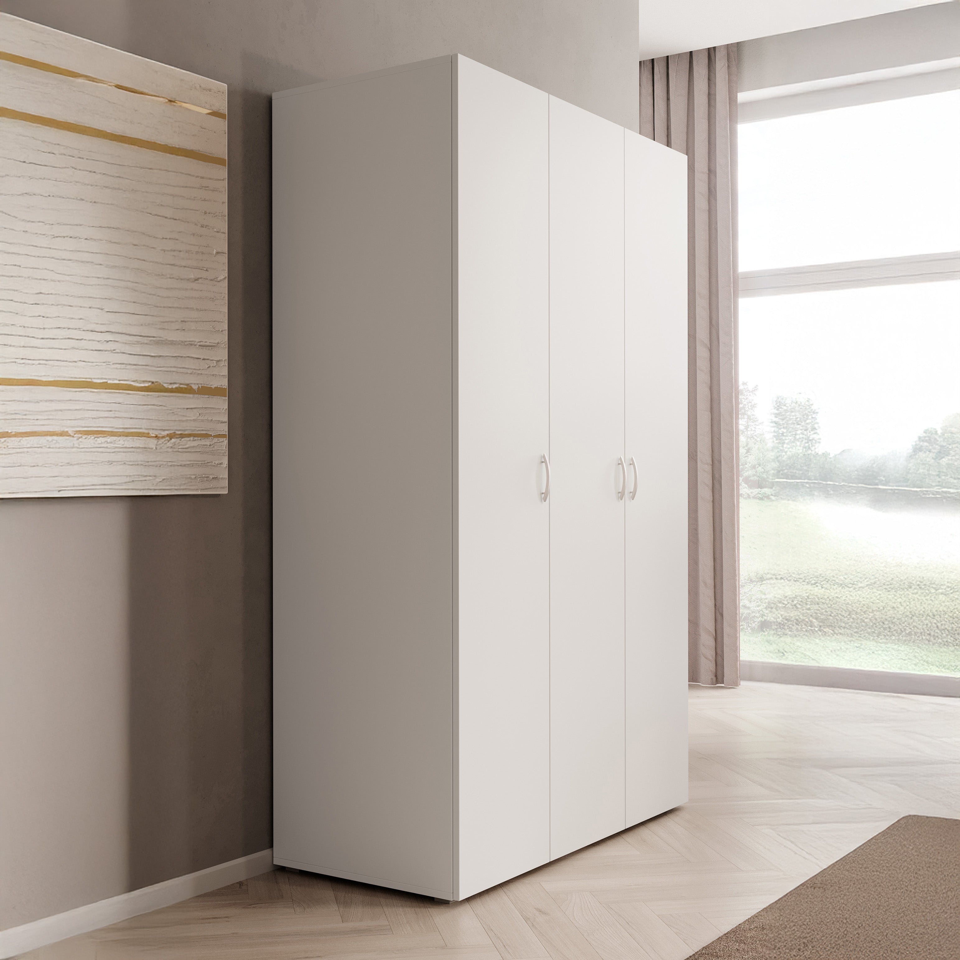 Bernd - Kledingkast 3-deurs - Wit - 111x52x179 cm