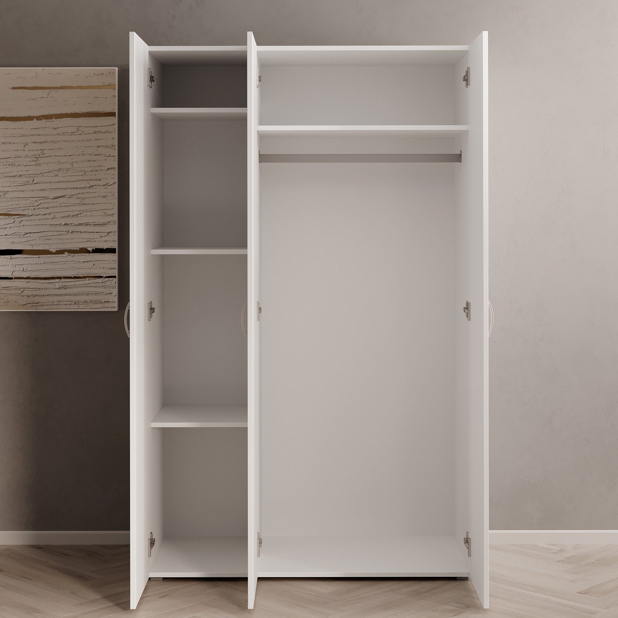 Bernd - Kledingkast 3-deurs - Wit - 111x52x179 cm