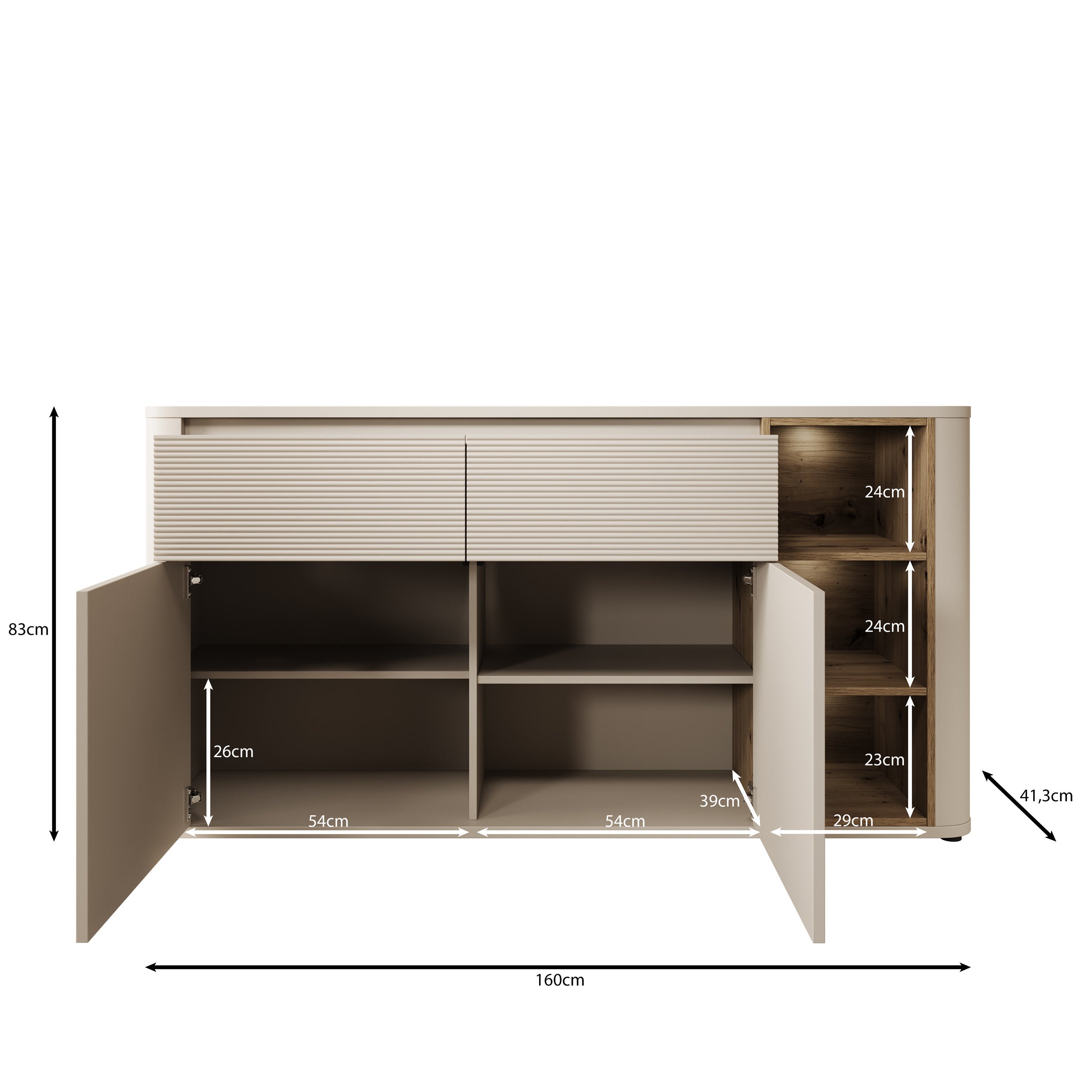 Bijou - Dressoir - Beige - 160x41x83 cm