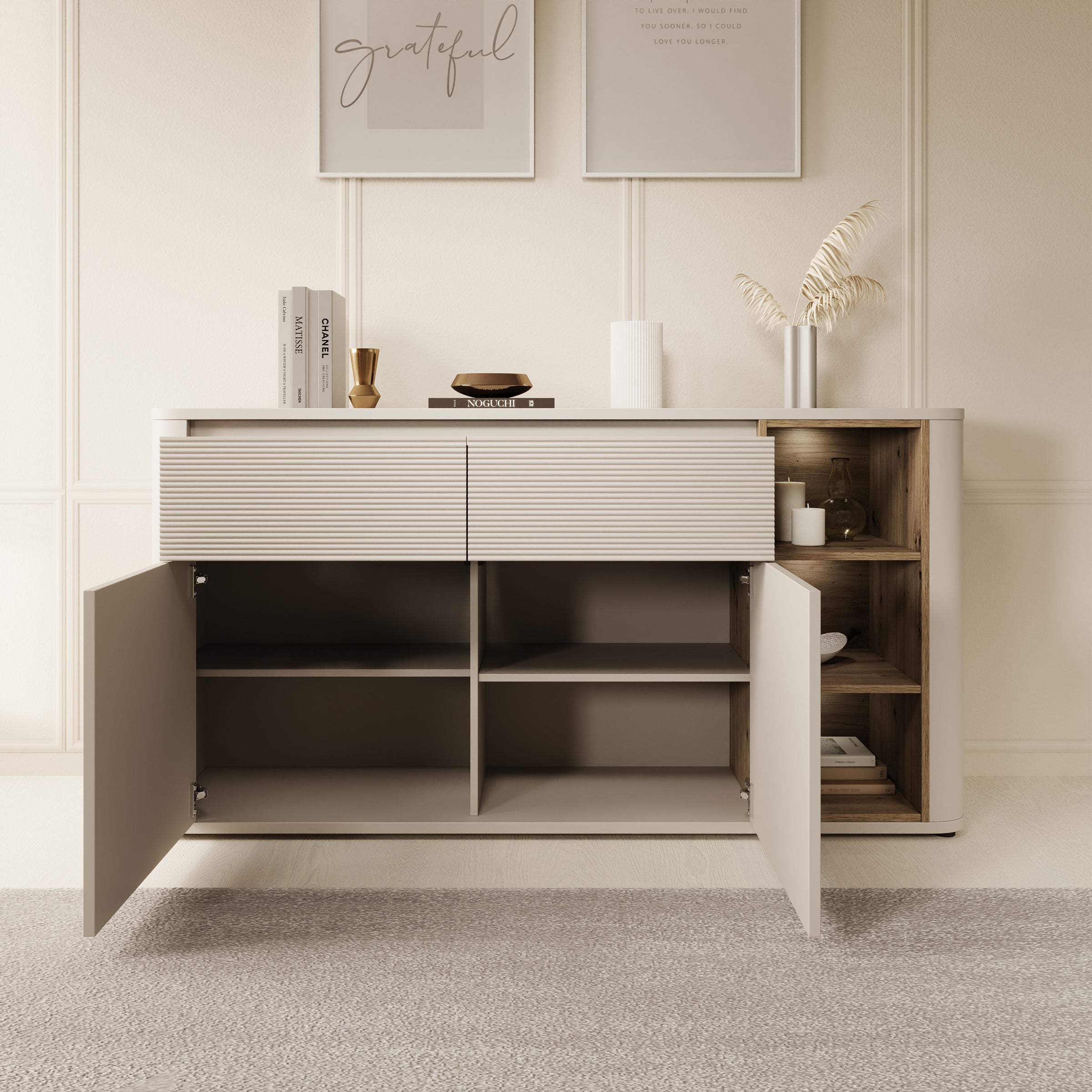 Bijou - Dressoir - Beige - 160x41x83 cm