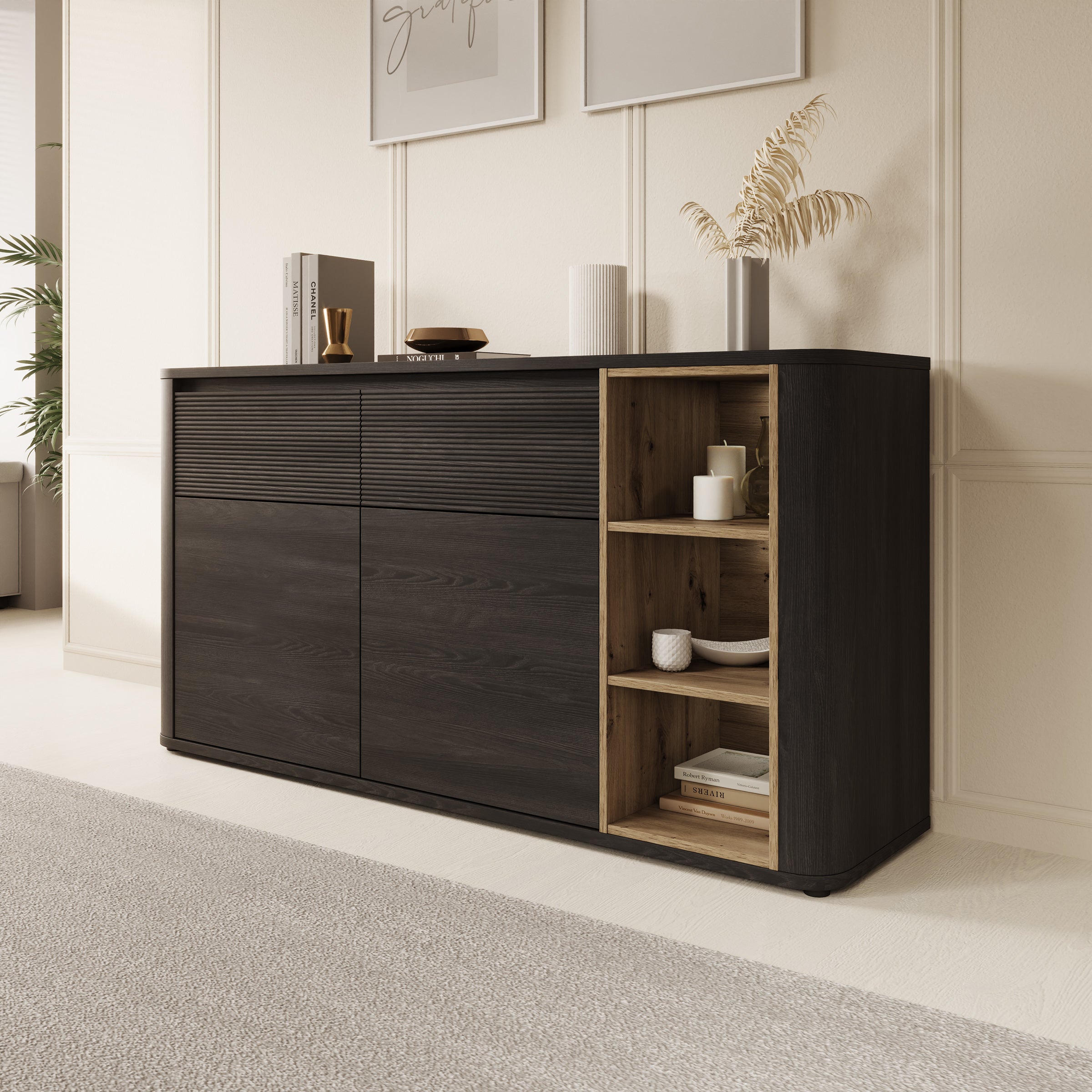 Bijou - Dressoir - Zwart - 160x41x83 cm