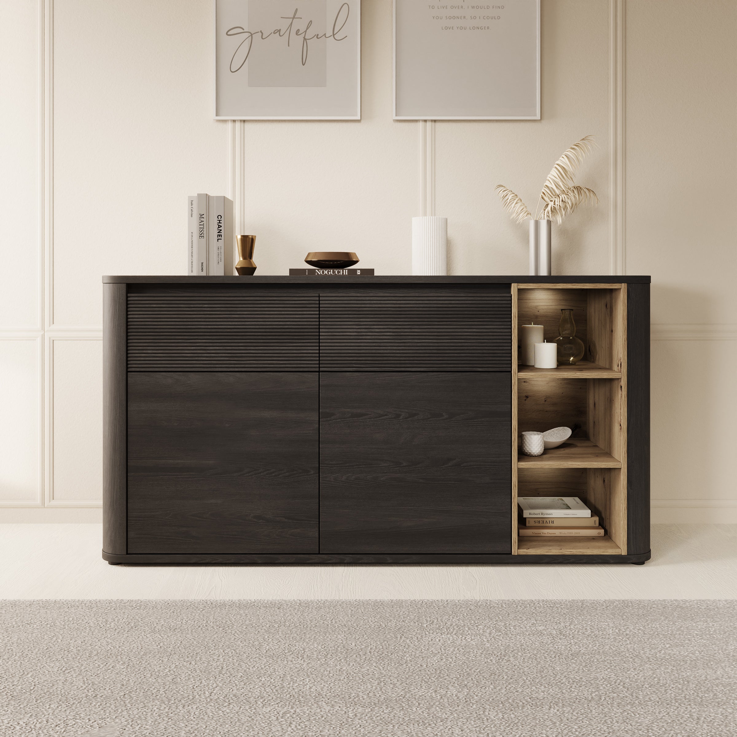 Bijou - Dressoir - Zwart - 160x41x83 cm