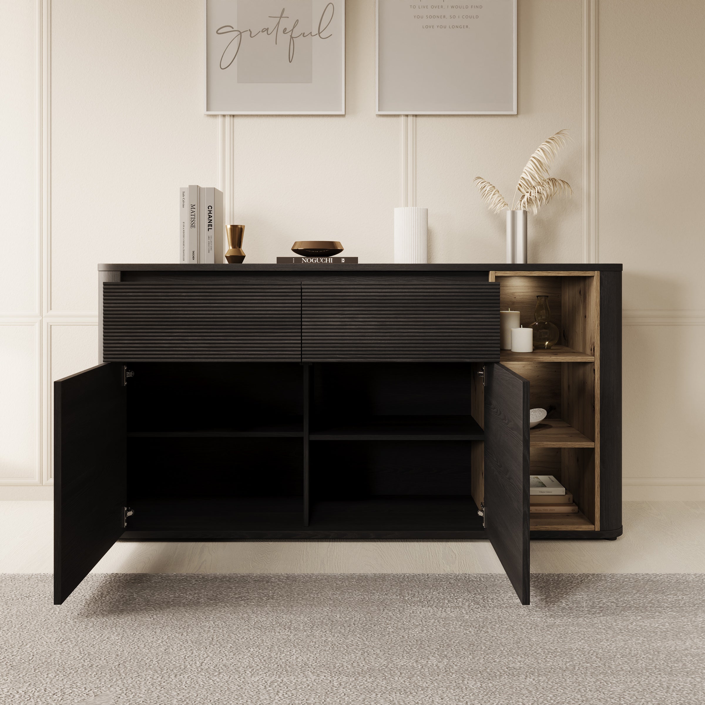 Bijou - Dressoir - Zwart - 160x41x83 cm