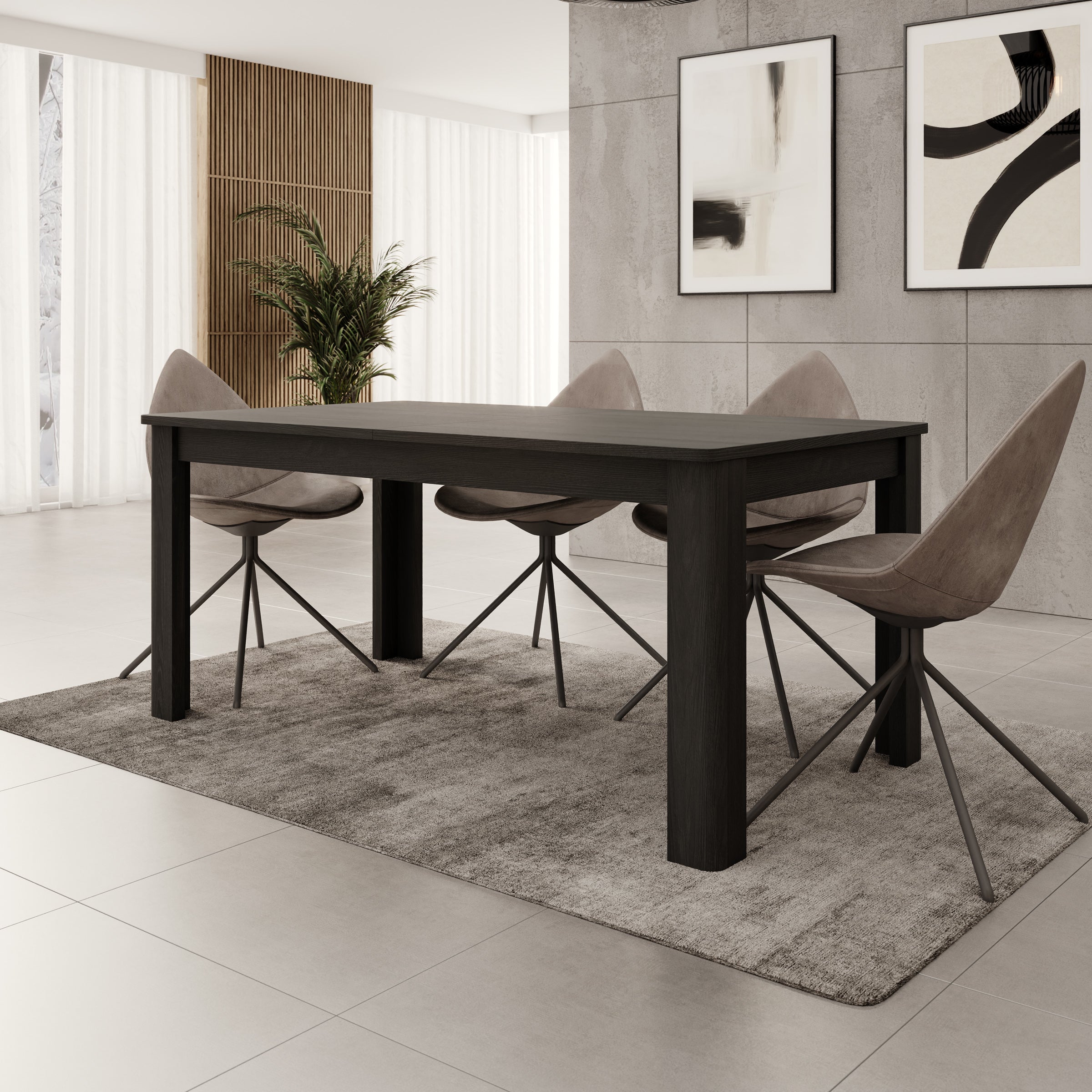 Bijou - Eetkamertafel - Zwart - 160x90x73 cm