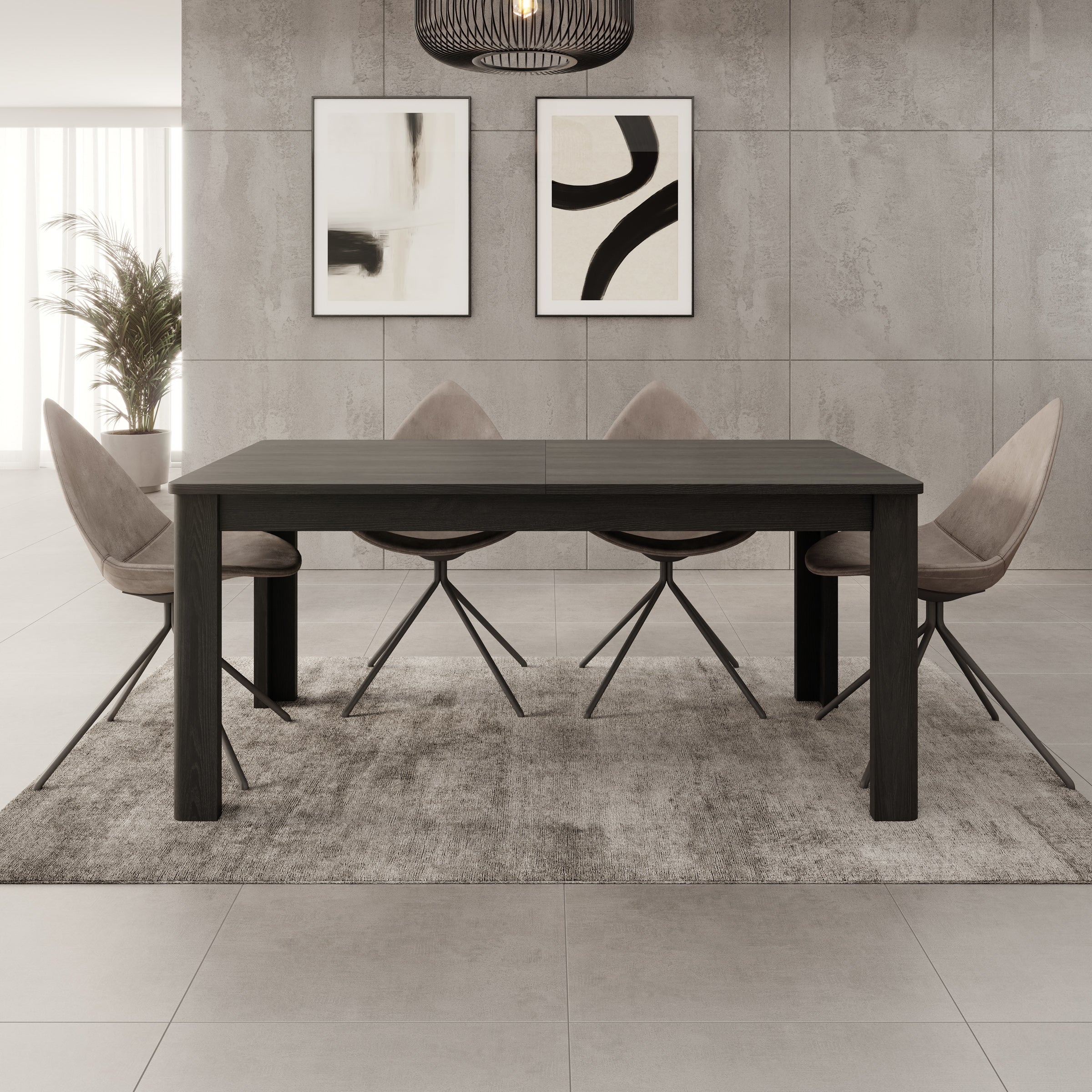 Bijou - Eetkamertafel - Zwart - 160x90x73 cm