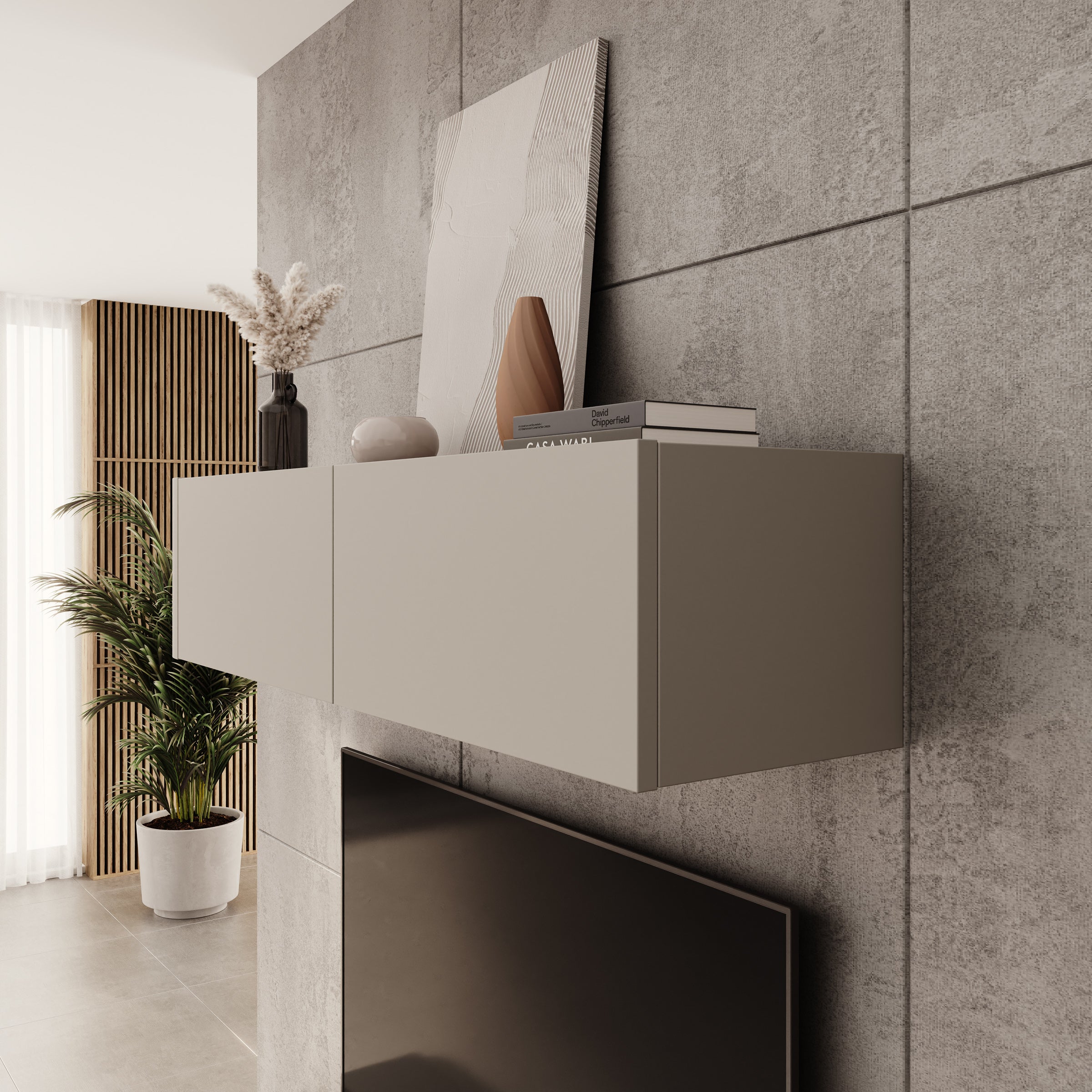 Bijou - Wandkast - Beige - 129x34x30 cm