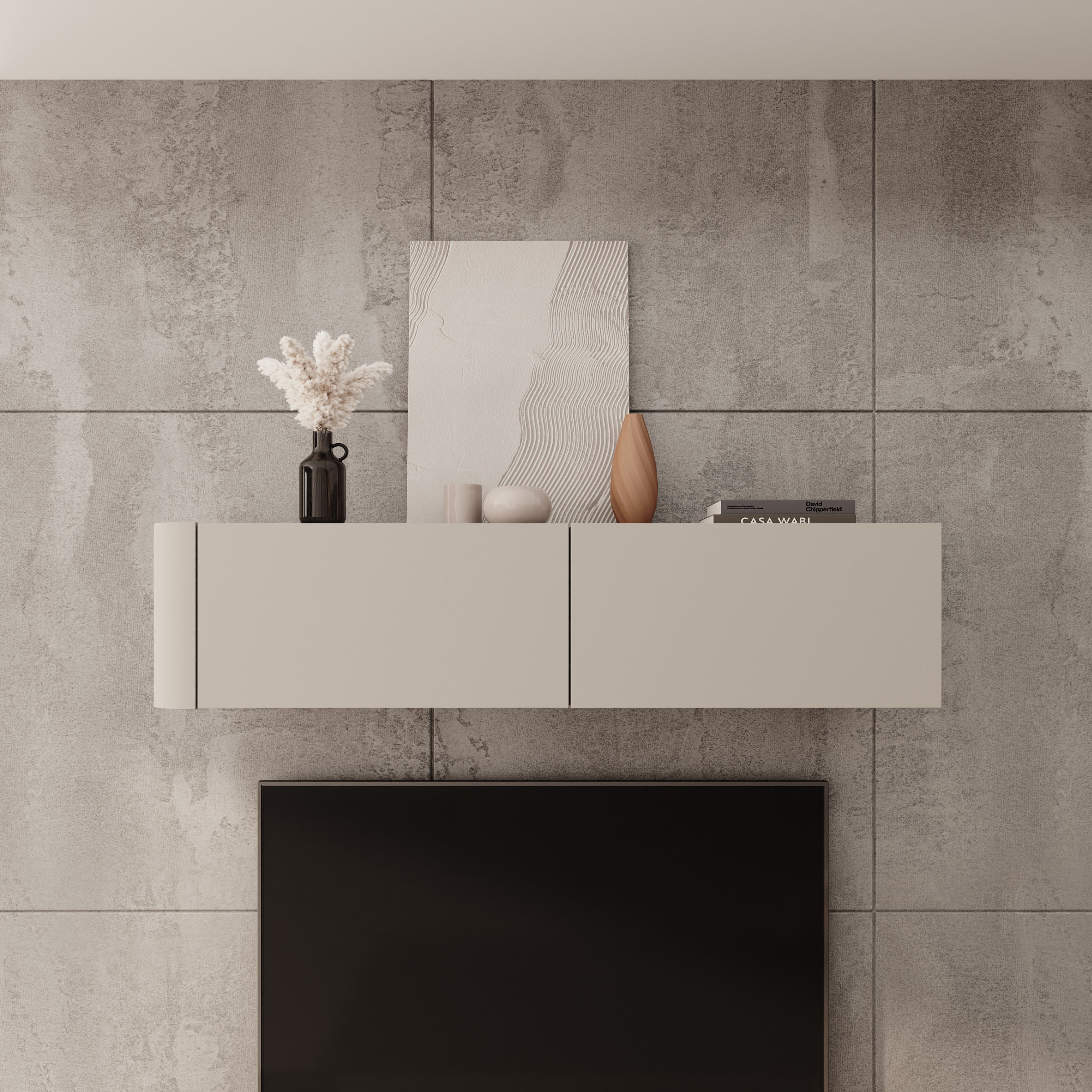 Bijou - Wandkast - Beige - 129x34x30 cm