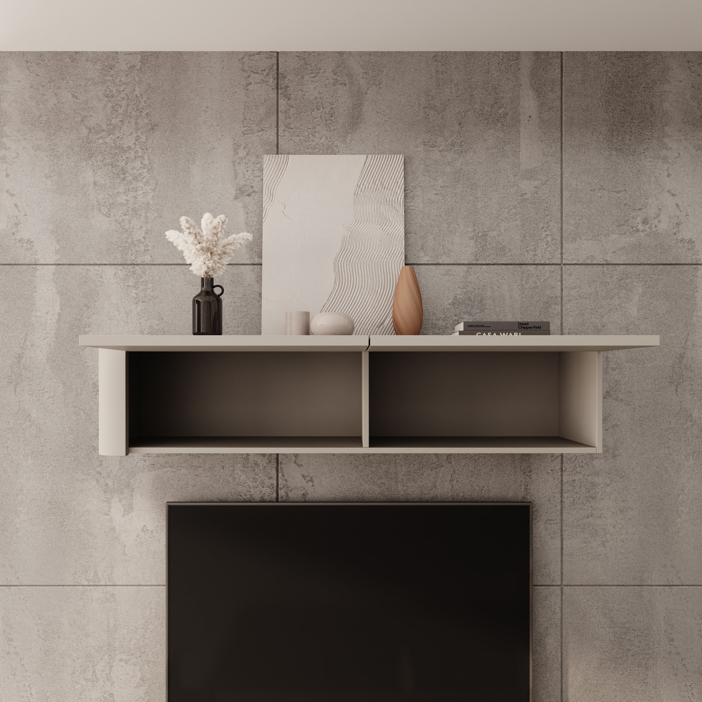 Bijou - Wandkast - Beige - 129x34x30 cm