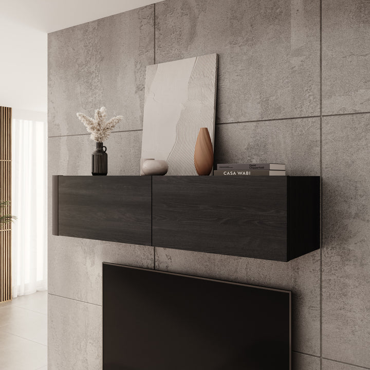 Bijou - Wandkast - Zwart - 129x34x30 cm