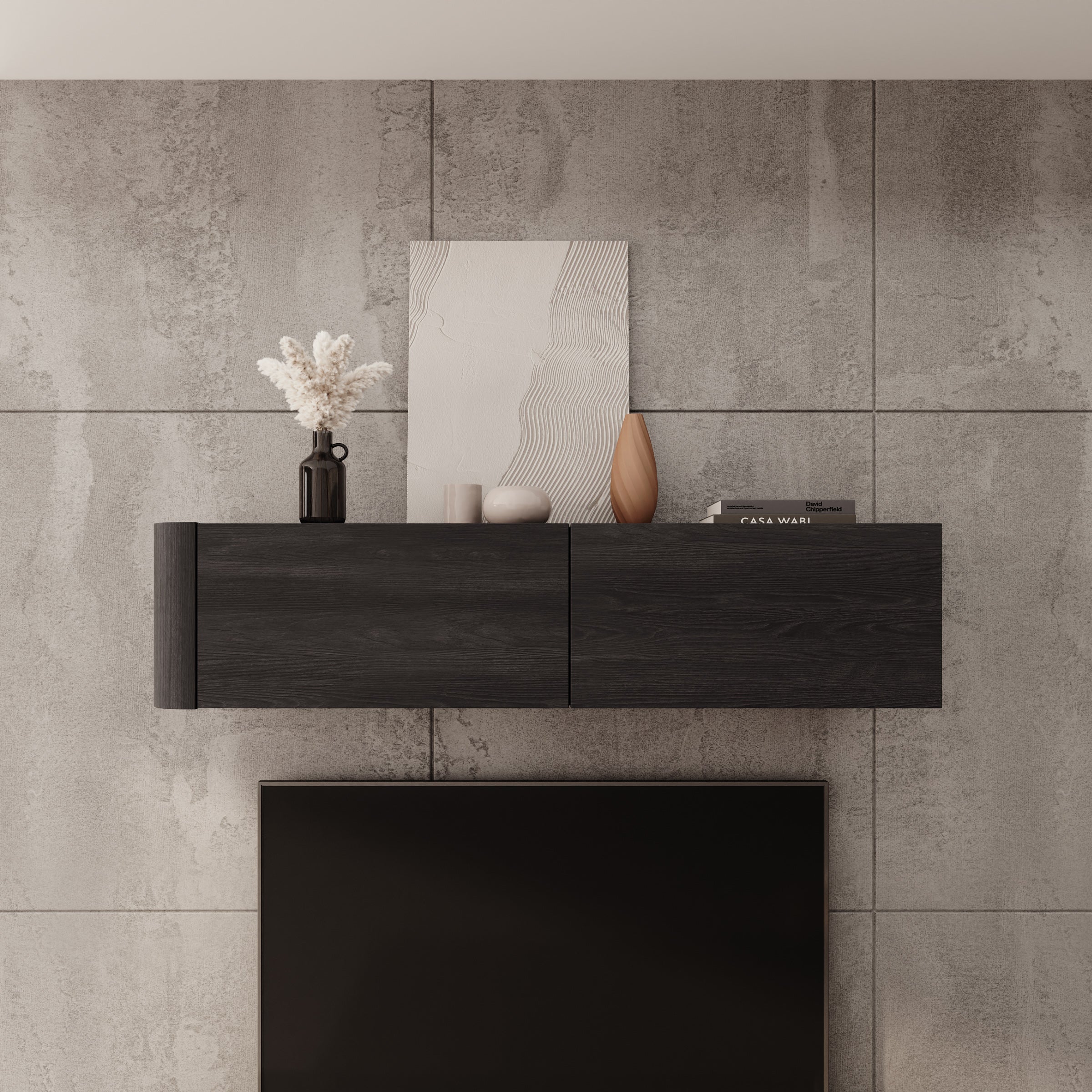 Bijou - Wandkast - Zwart - 129x34x30 cm