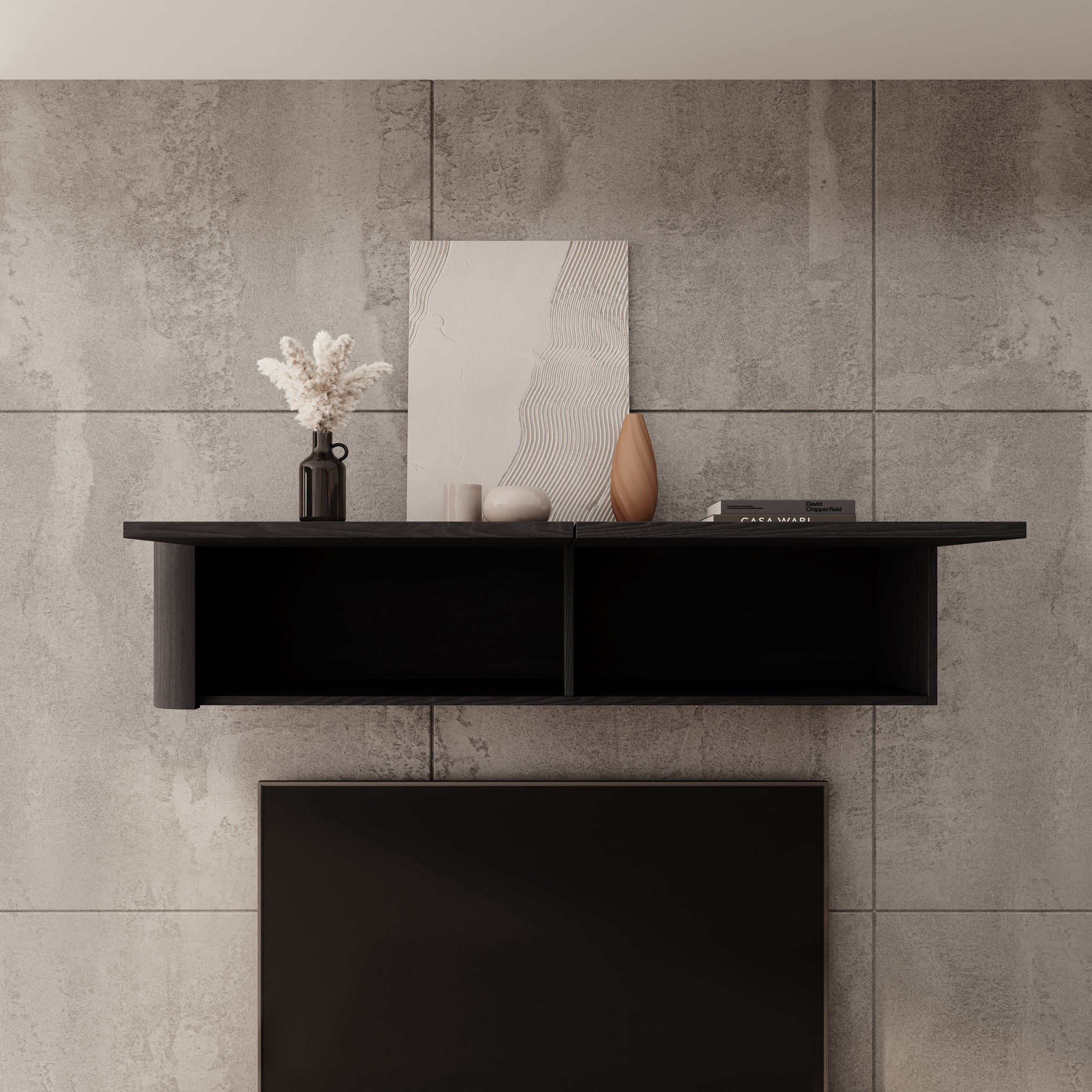 Bijou - Wandkast - Zwart - 129x34x30 cm